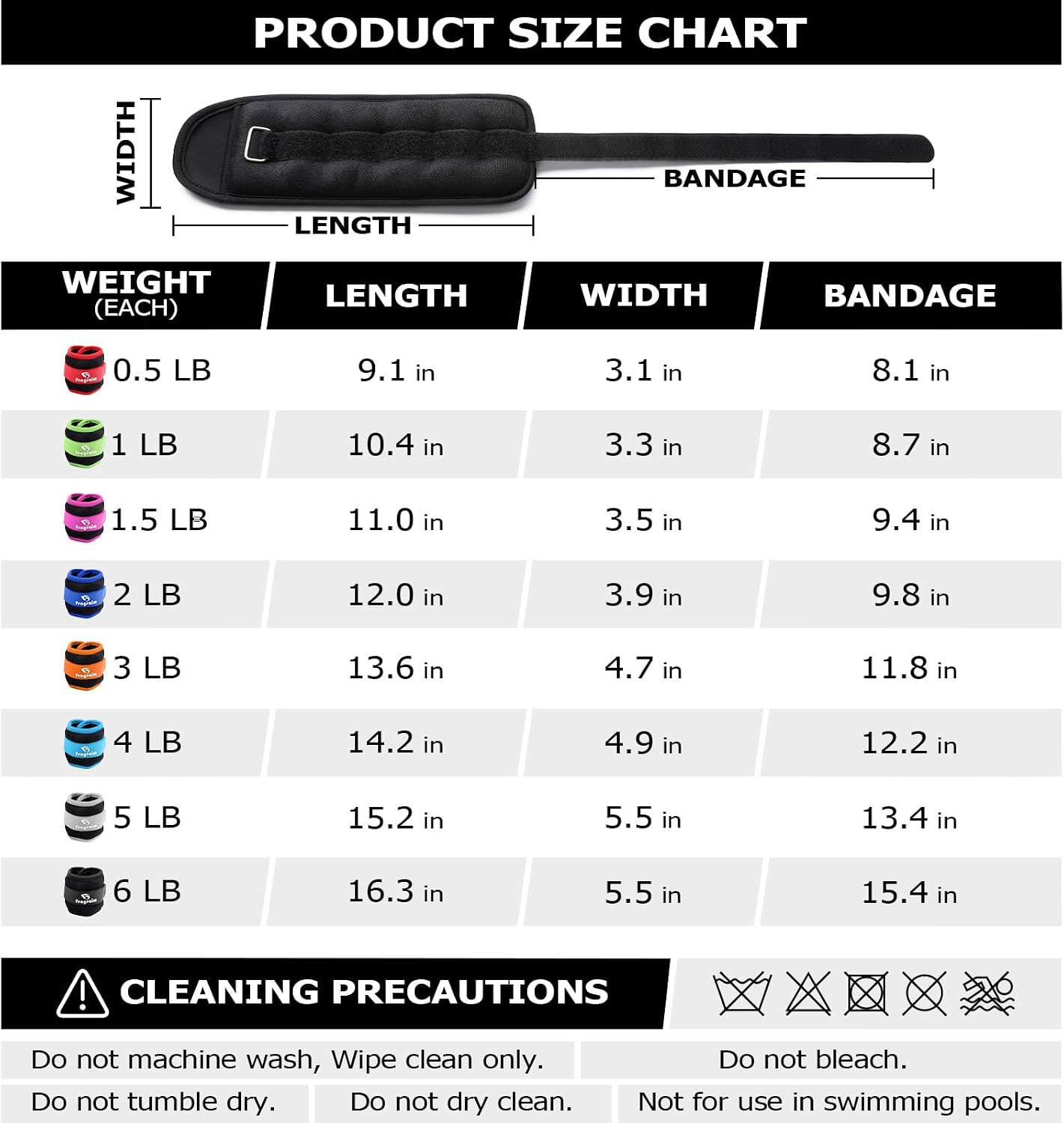Ankle Weights for Women, Men and Kids - 1/2/3/4/6/8/10/12/15/20 LBS 1 Pair Strength Training Wrist/Leg/Arm Weight with Adjustable Strap for Jogging