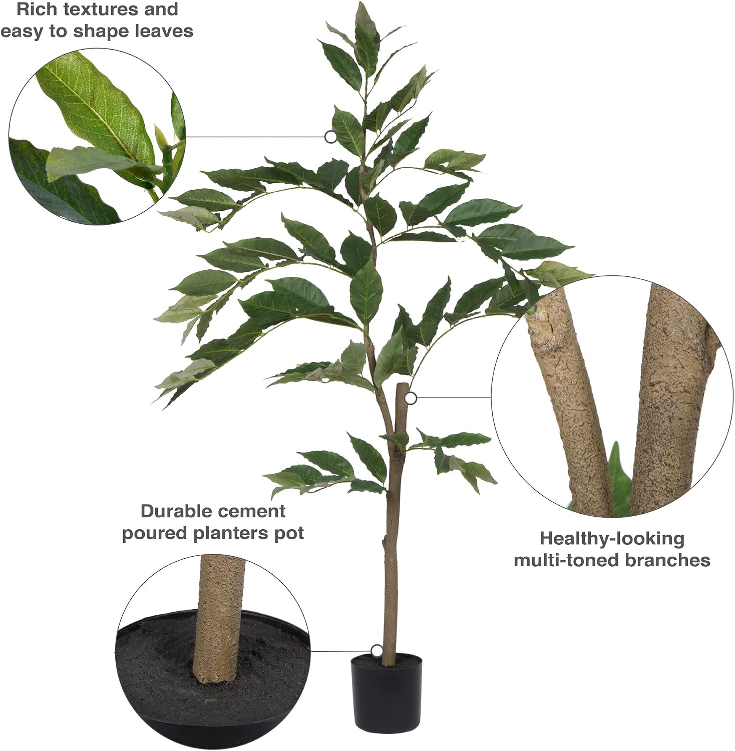 Vickerman 7' Realistic Potted Artificial Green Nandina Tree with 356 Leaves - Large Faux Indoor Tree for Artificial Plants and Fake Plants - Maintenance Free