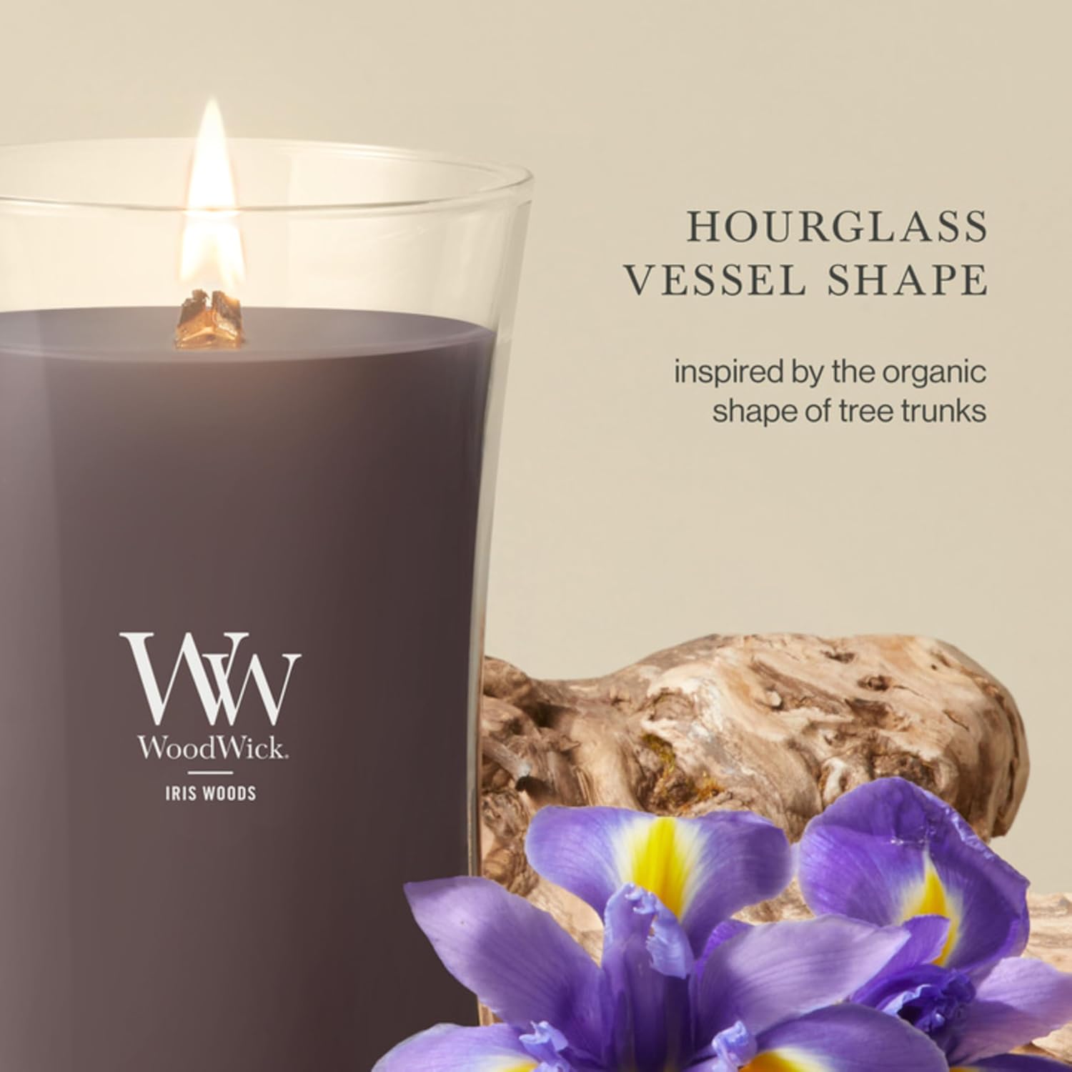 WoodWick Fireside Holiday Candle Gifts for Women and Men, 9.7 oz Medium Hourglass Candle with Crackling Wick