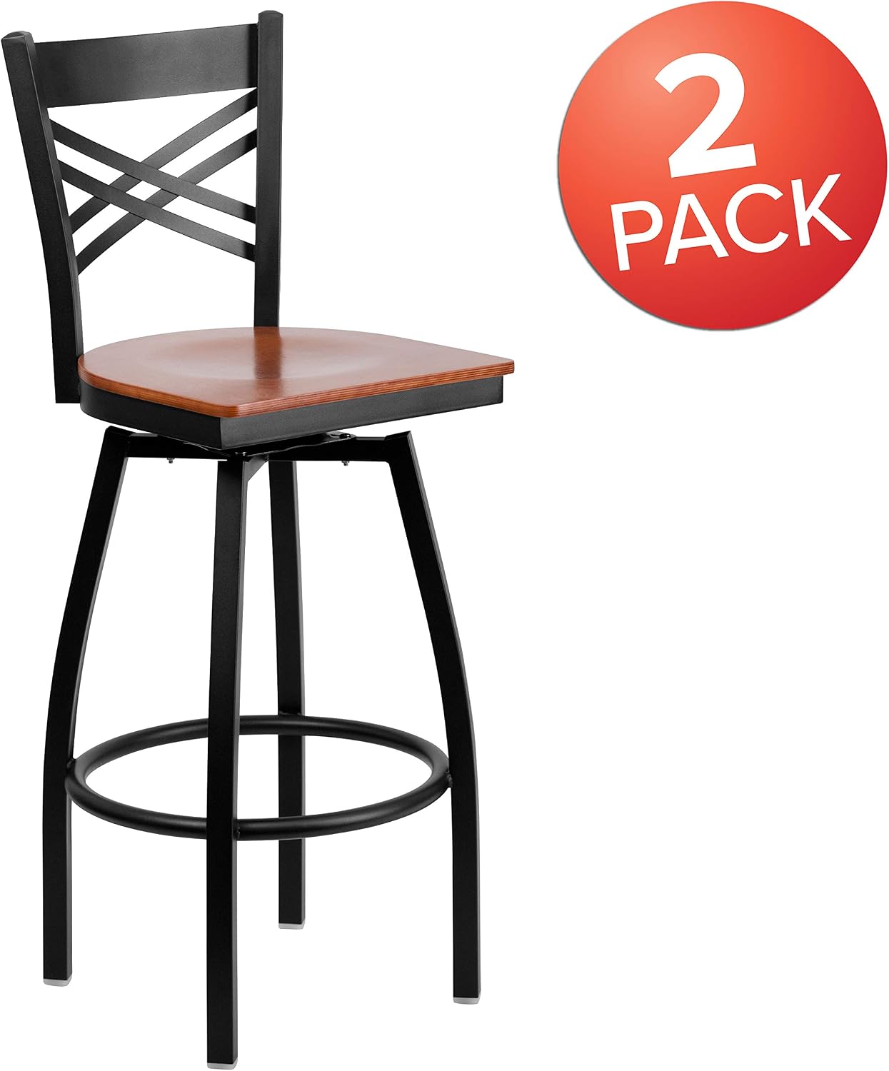 Flash Furniture Hercules Series "X" Back Metal Restaurant Barstool, Modern Upholstered Armless Bar Height Chair for Restaurants and Kitchens, Black | X Back Style, Vinyl Upholstery, Durable Construction, Commercial Use