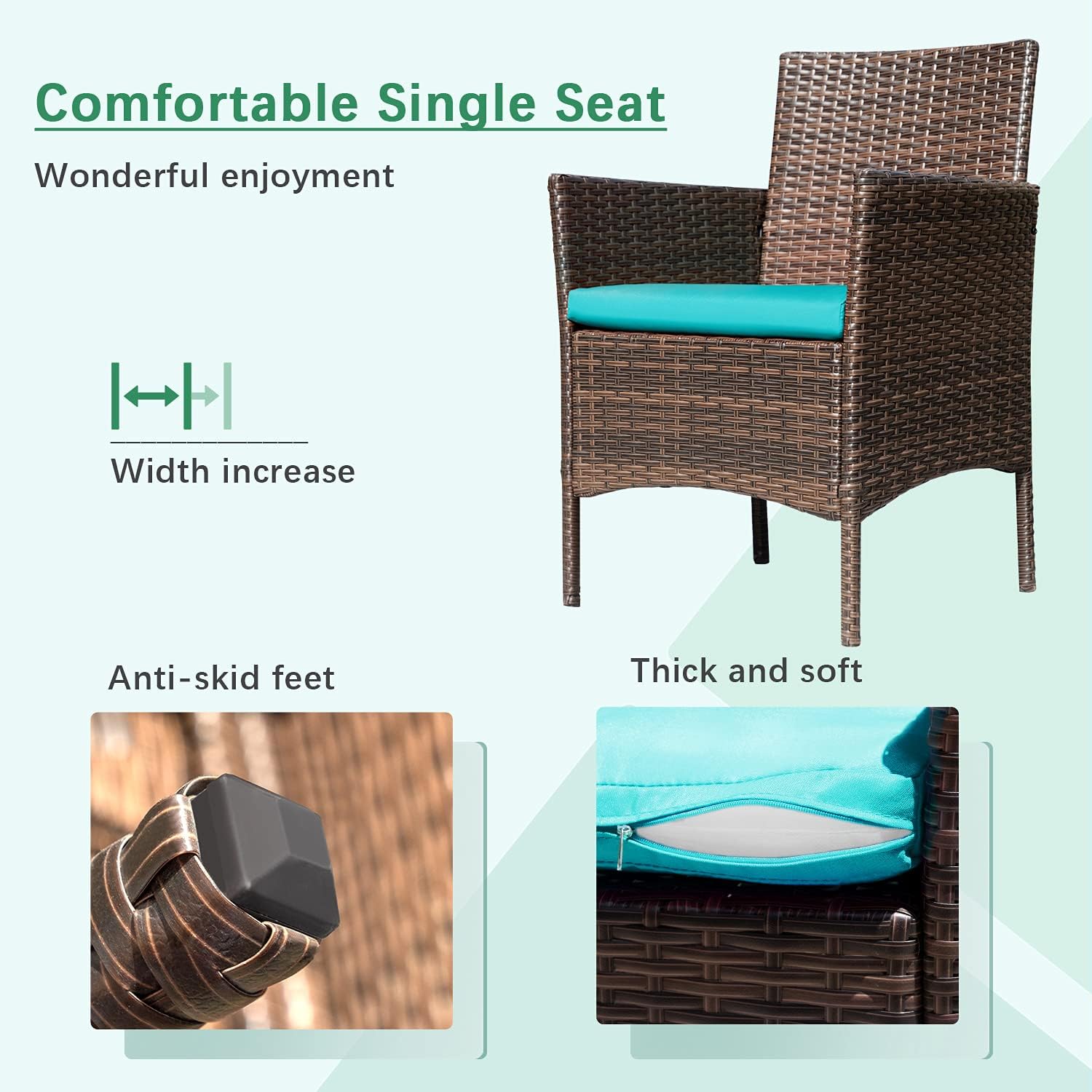 Greesum Patio Furniture 4 Pieces Conversation Sets,Brown and Beige