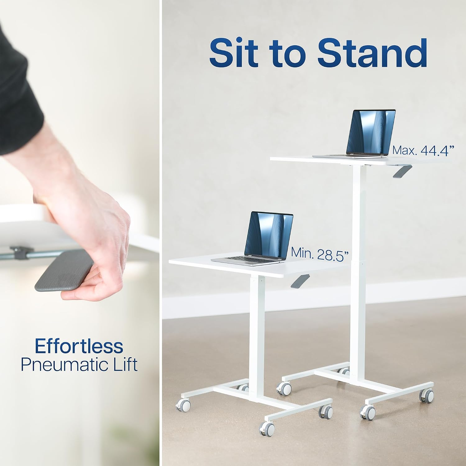 VIVO White 28 x 19 inch Standing Laptop Cart, CART-V00LW