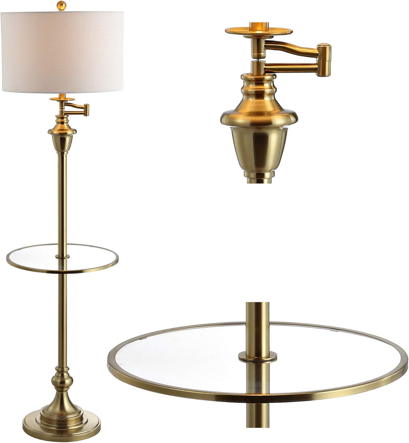 JONATHAN Y Cora 60" Metal Swing Arm Floor Lamp, Oil Rubbed Bronze/Clear
