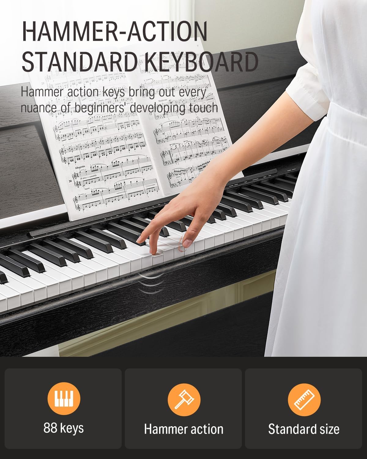 Donner DDP-90 Pro Digital Piano 88 Key Weighted Keyboard, Electric Piano Keyboard Full Size with Folding Cover, Three Pedals, Wireless MIDI Audio
