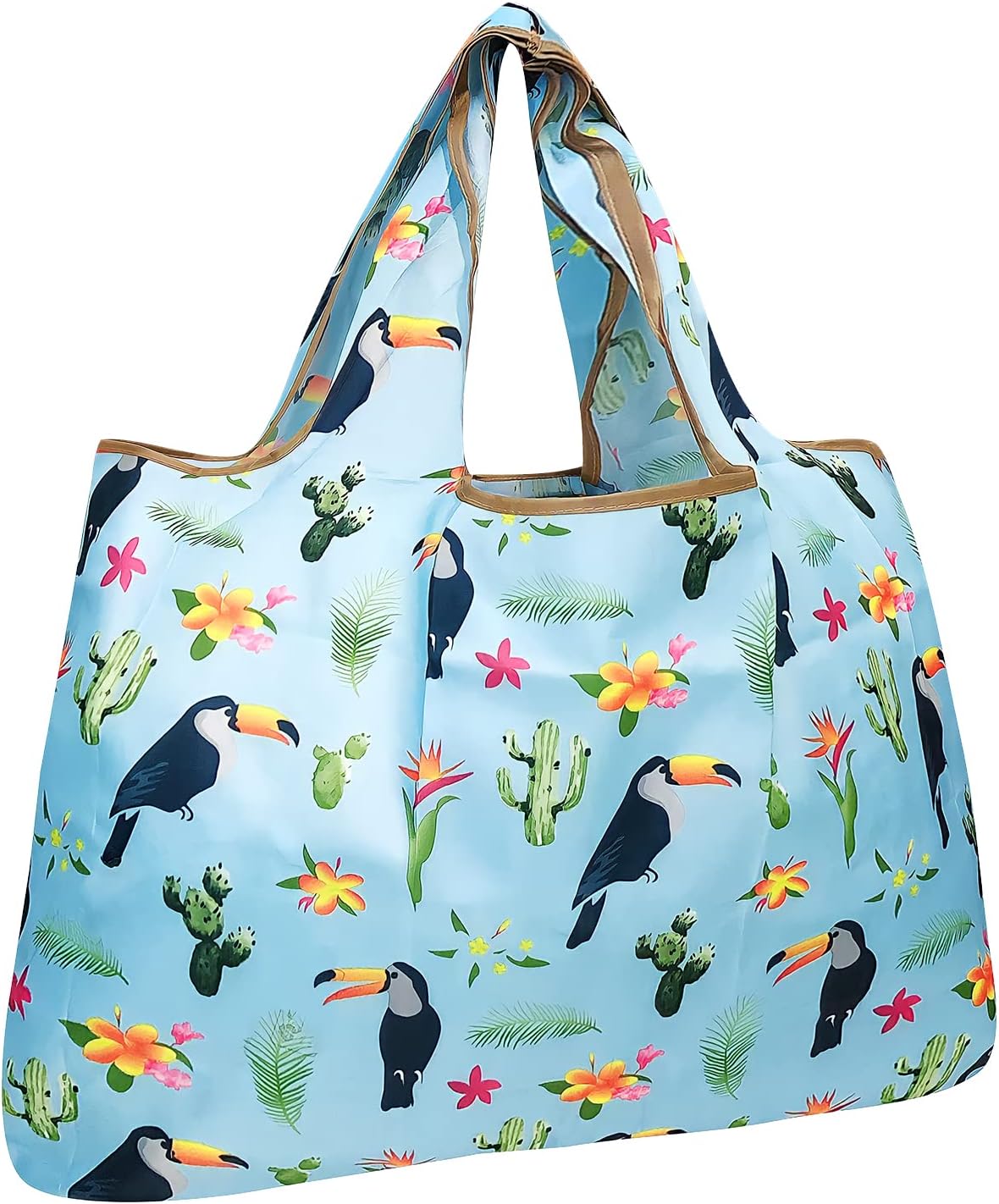 allydrew Large Foldable Tote Nylon Reusable Grocery Bags, Gray Ferns