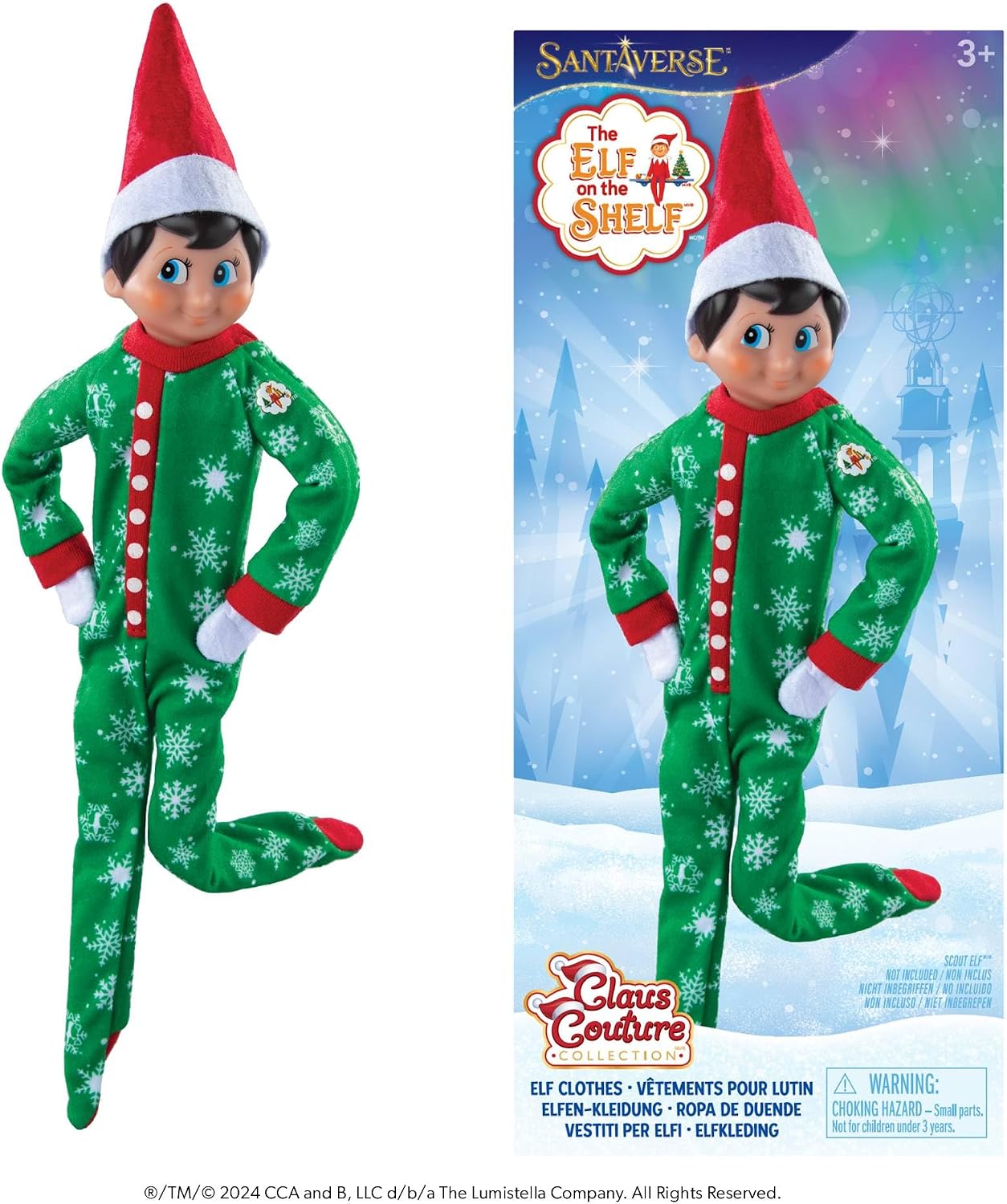 The Elf on the Shelf Claus Couture Collection Snowflake Skirt & Scarf – Red and White Holiday Outfit for Scout Elves – Festive Elf Clothes Accessory – Scout Elf Not Included