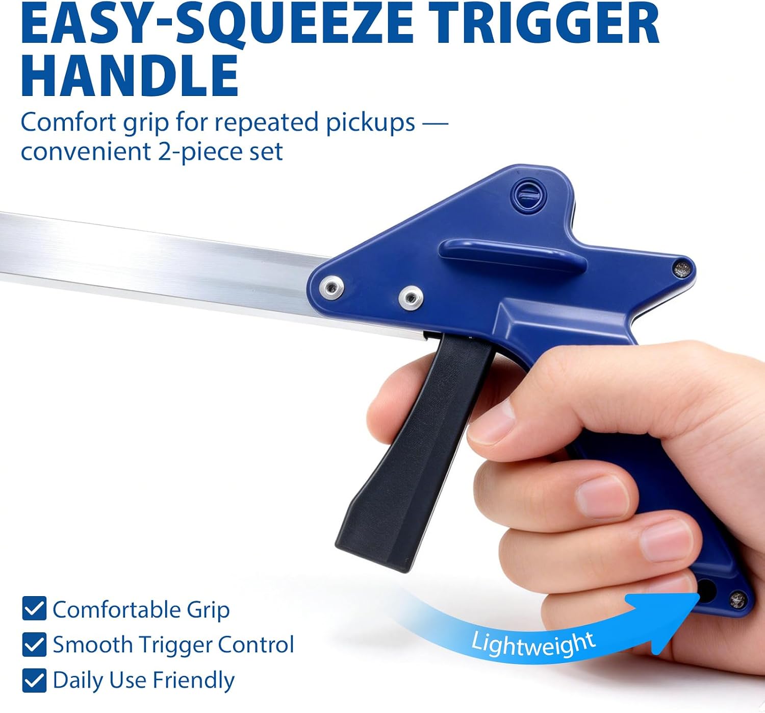 Blue Jay 30 Inch Reacher Grabber Tool with Rubber Suction Cups, Lightweight Long Arm Trash Picker Upper, Multipurpose Extending Reach Assist Stick, Mobility Aid for Seniors and Adults