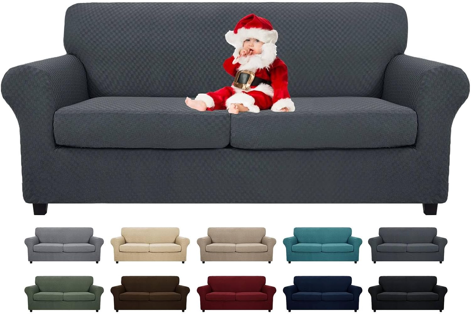 MAXIJIN Latest Recliner Slipcovers for Living Room 4 Pieces Stretch Jacquard Recliner Chair Cover Soft Fitted Recliner Protector with Elastic Bottom