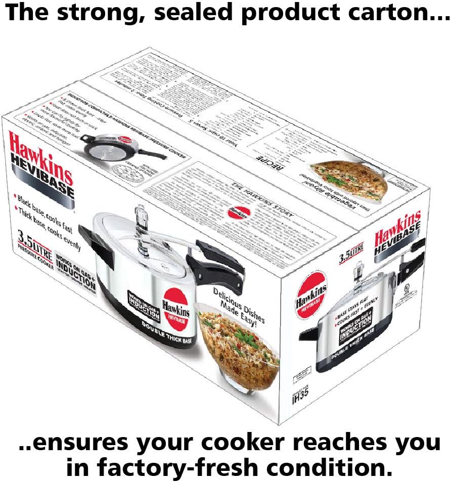 Hawkins Aluminium 5 Litre Hevibase Pressure Cooker, Induction Inner Lid Cooker, Silver (Ih50)