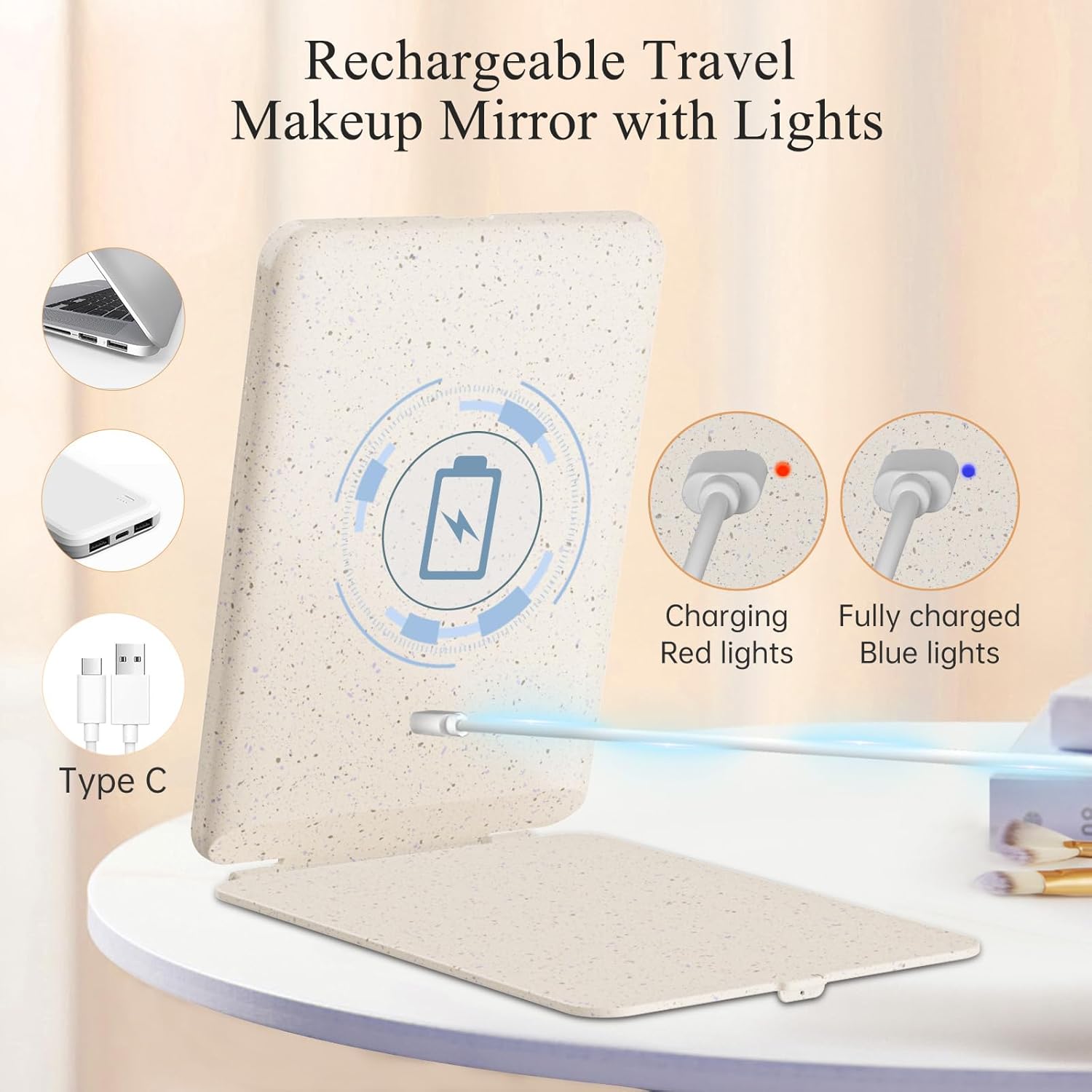 FUNTOUCH Rechargeable Travel Makeup Mirror with 72 Led Lights