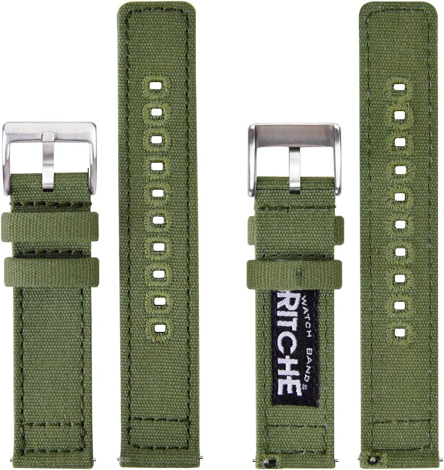 Ritche Christmas Gift Canvas Vintage Quick Release Watch Band 18mm 20mm 22mm 24mm Replacement Watch Straps for Men Women, White Elephant Gifts, Stocking Stuffers for Men, Father's Day gifts