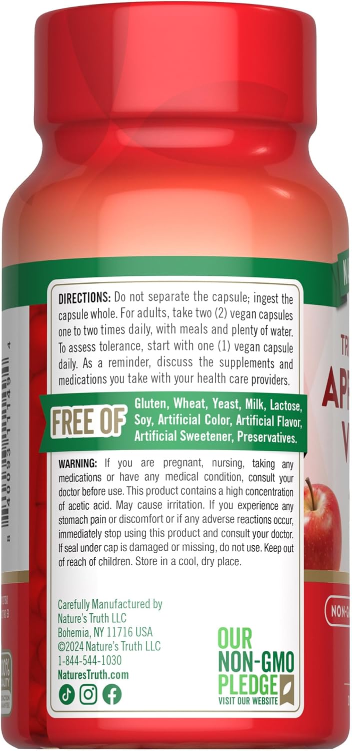 Nature's Truth Apple Cider Vinegar Vegan Capsules | 1200mg