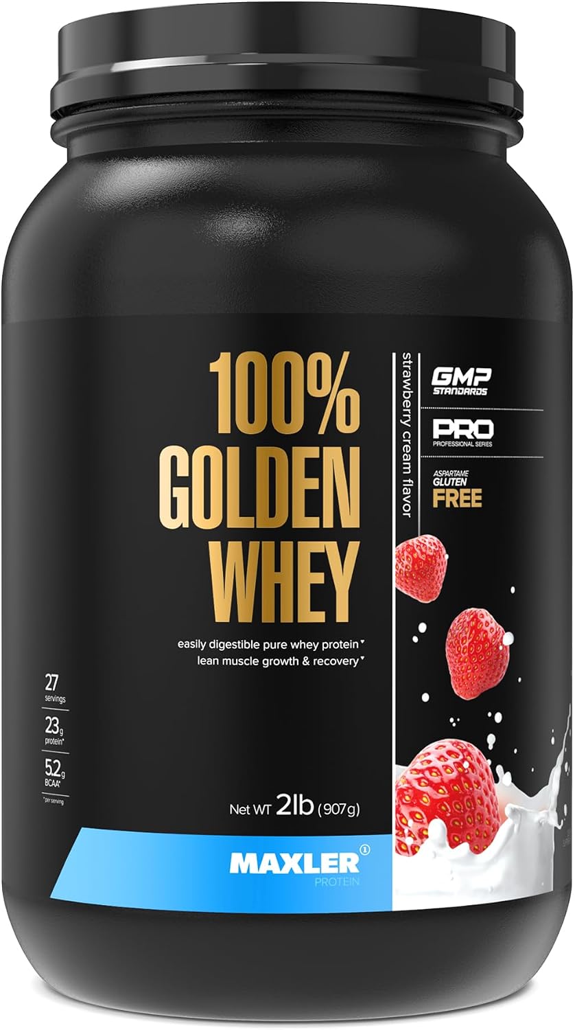 100% Golden Whey Protein - 24g of Protein per Serving - Whey Protein Powder for Pre Post Workout - Fast-Absorbing Whey Concentrate, Isolate & Hydrolysate Blend - Vanilla Ice Cream 2 lb