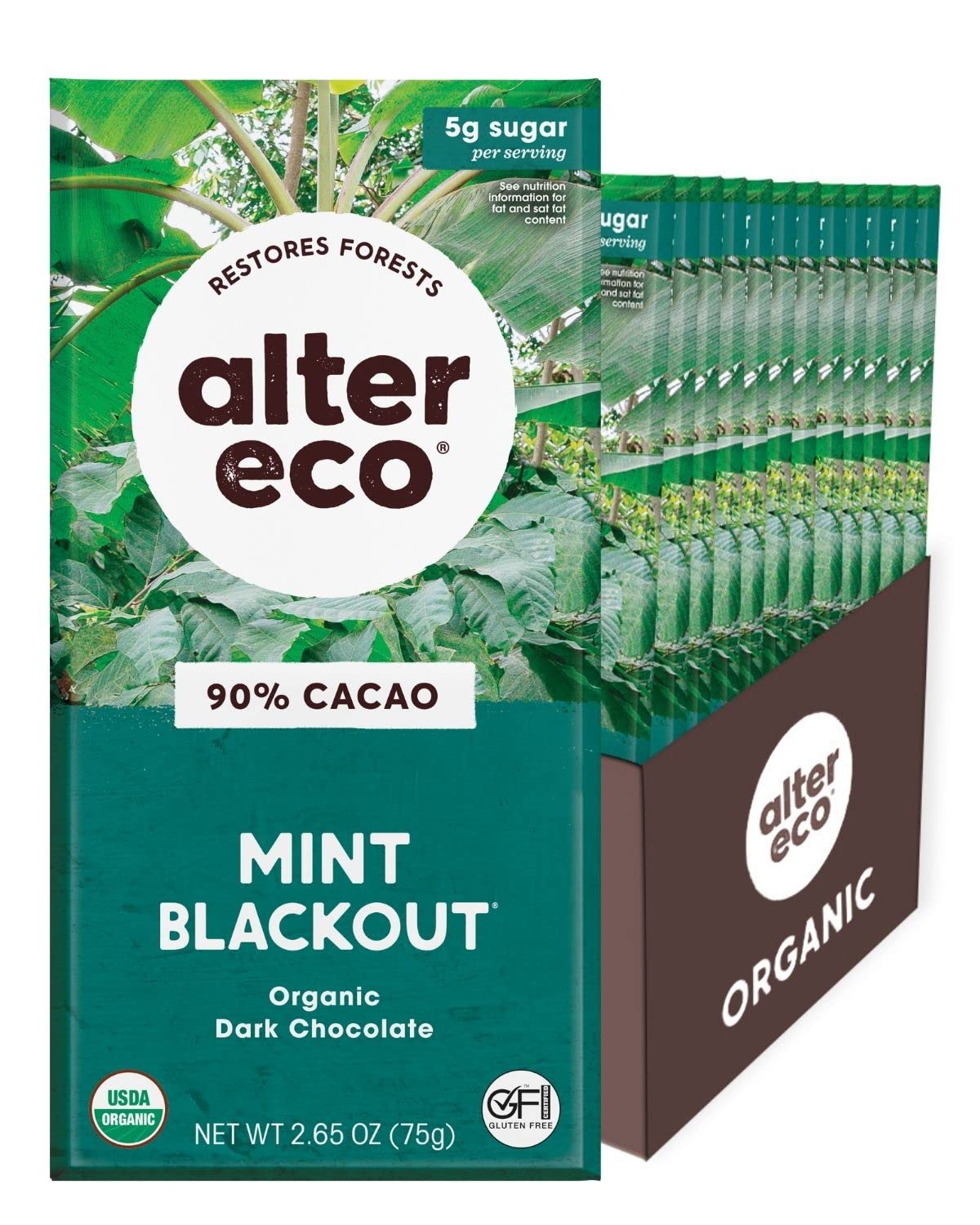 Alter Eco | Dark Chocolate Bars | Pure Dark Cocoa, Fair Trade, Organic, Non-GMO, Gluten Free (12-Pack Dark Sea Salt)