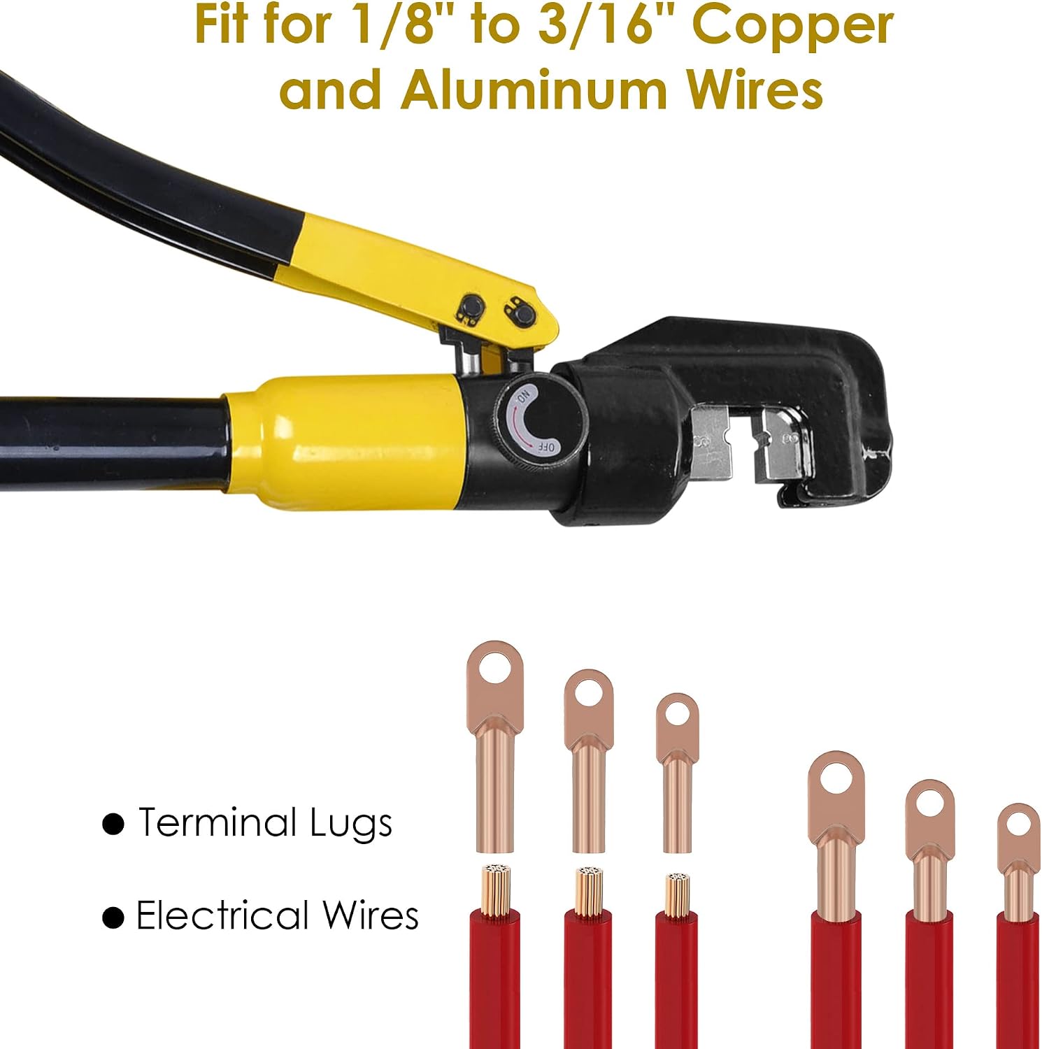 Yescom 10 Ton Hydraulic Crimping Tool Wire Crimper with 9 Hex Dies | Ideal for 3/16" to 1/8" cable railing system tensioning & 12 to 2/0 AWG electrical battery lug terminals, YES0584