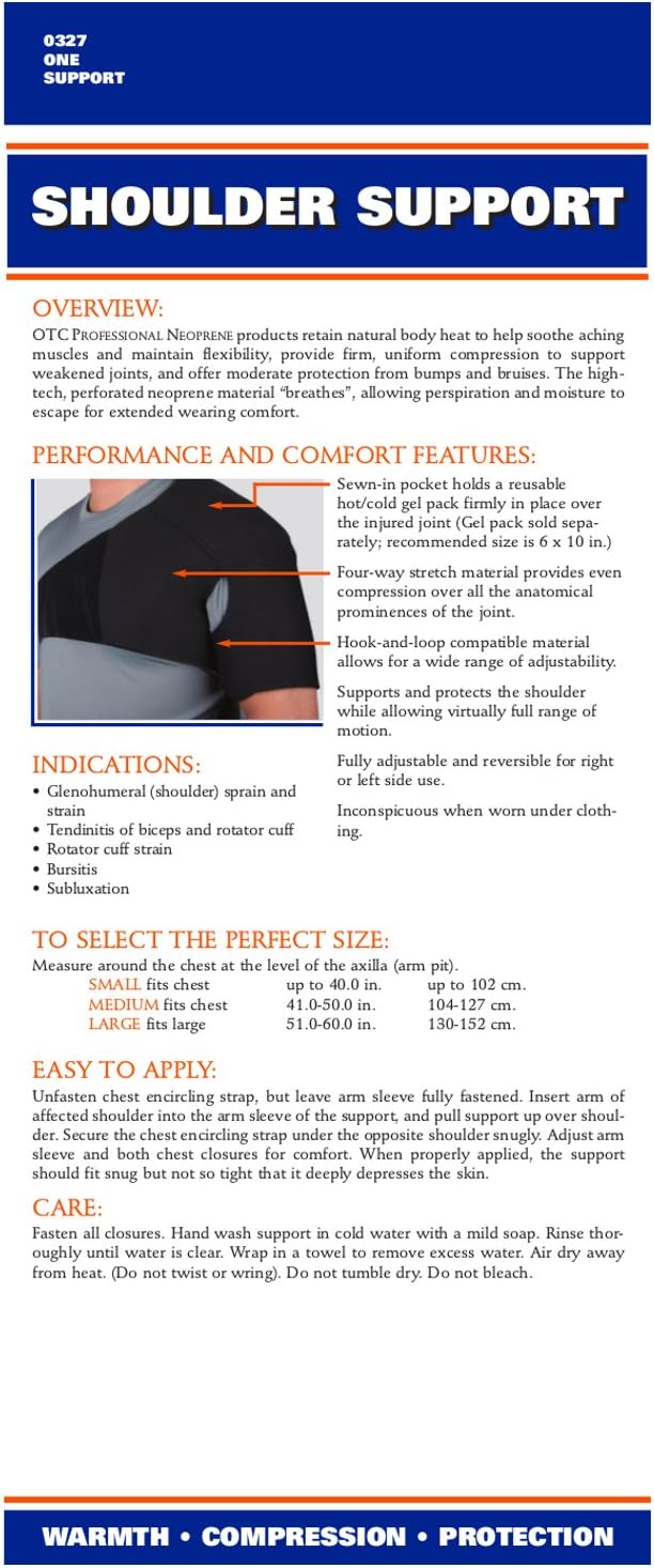 OTC Shoulder Support, Brace and Post-Surgical Protector, Neoprene, Medium