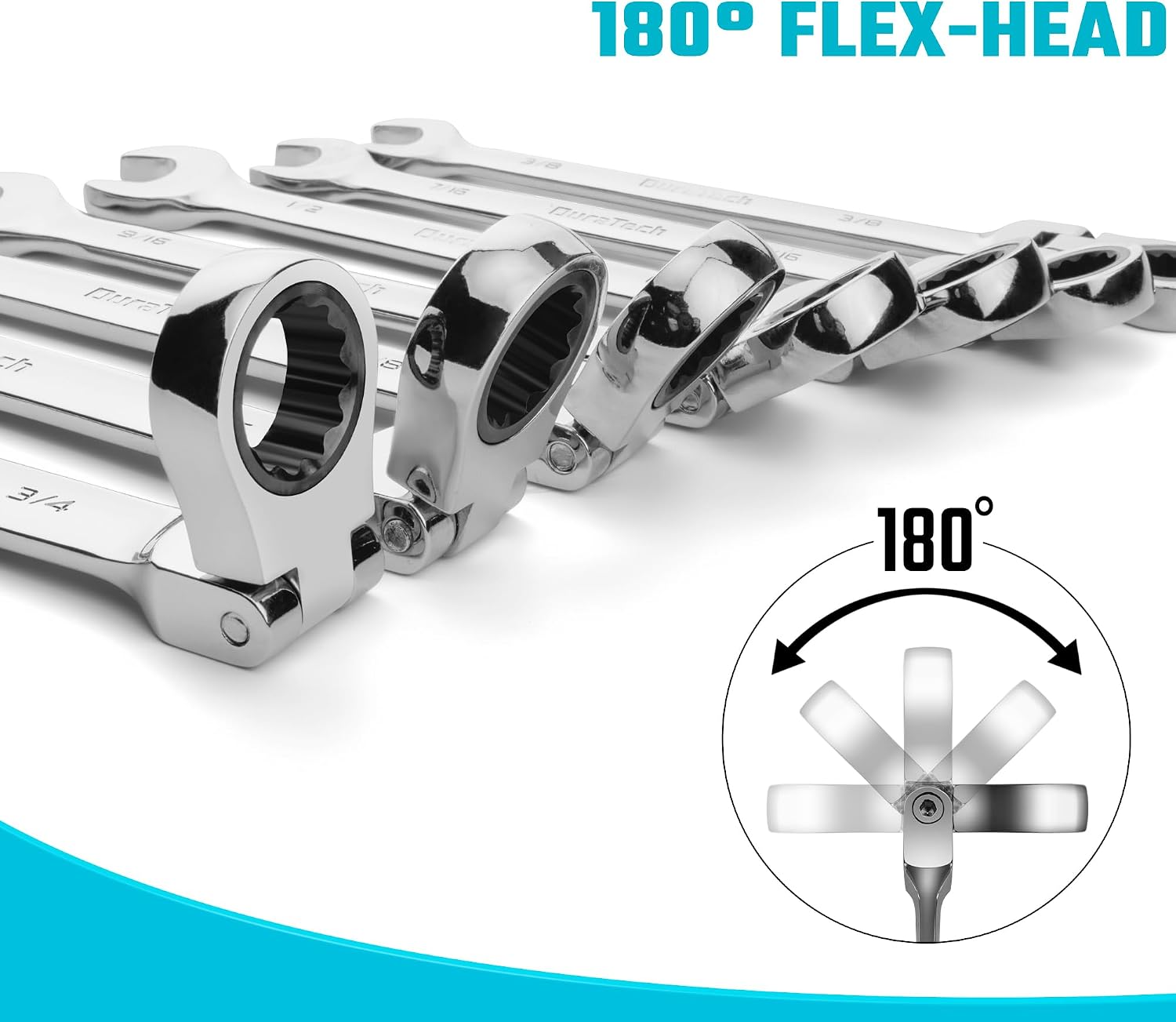 DURATECH 22-Piece Ratcheting Wrench Set, Combination Wrench Set, Metric&SAE