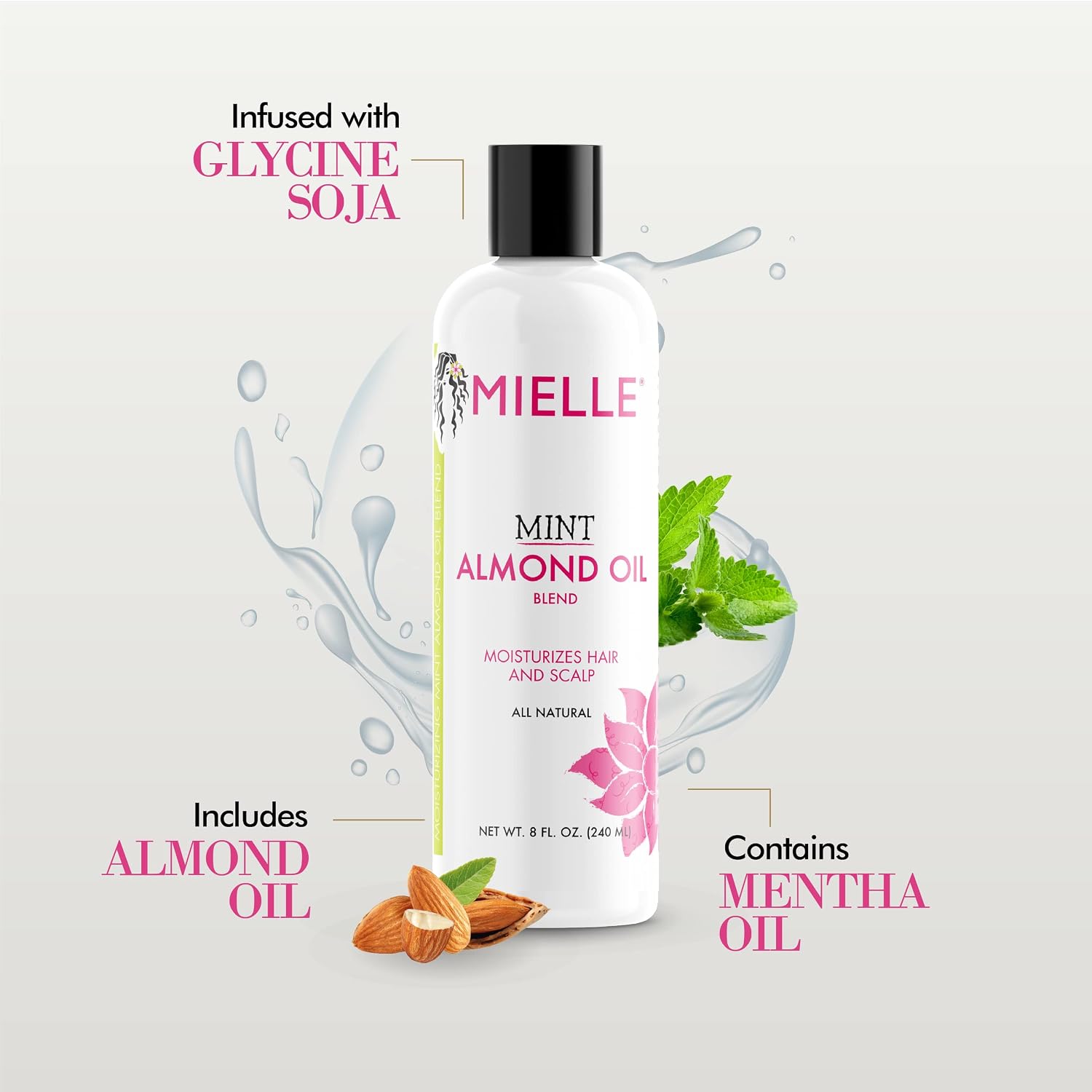 Mielle Organics Mint Almond Oil - Lightweight Dry Scalp Oil to Lock in Moisture and Help Encourage Longer