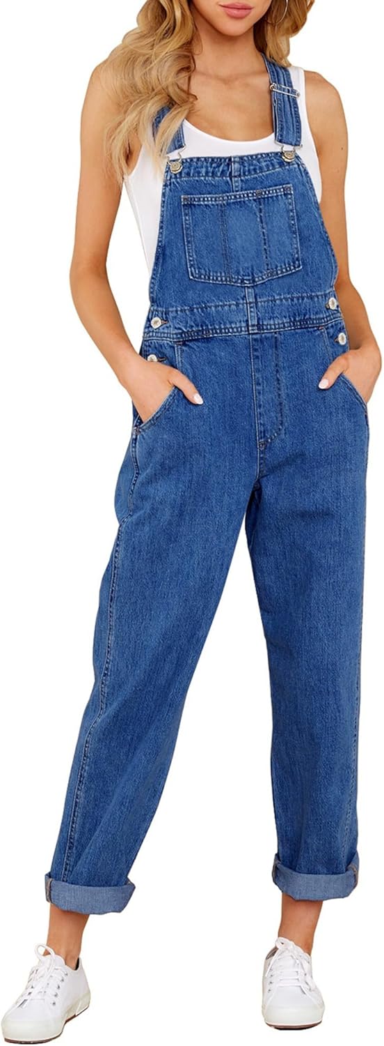 LookbookStore Denim Overalls for Women Dressy Stretch Bib Jean Jumpsuits