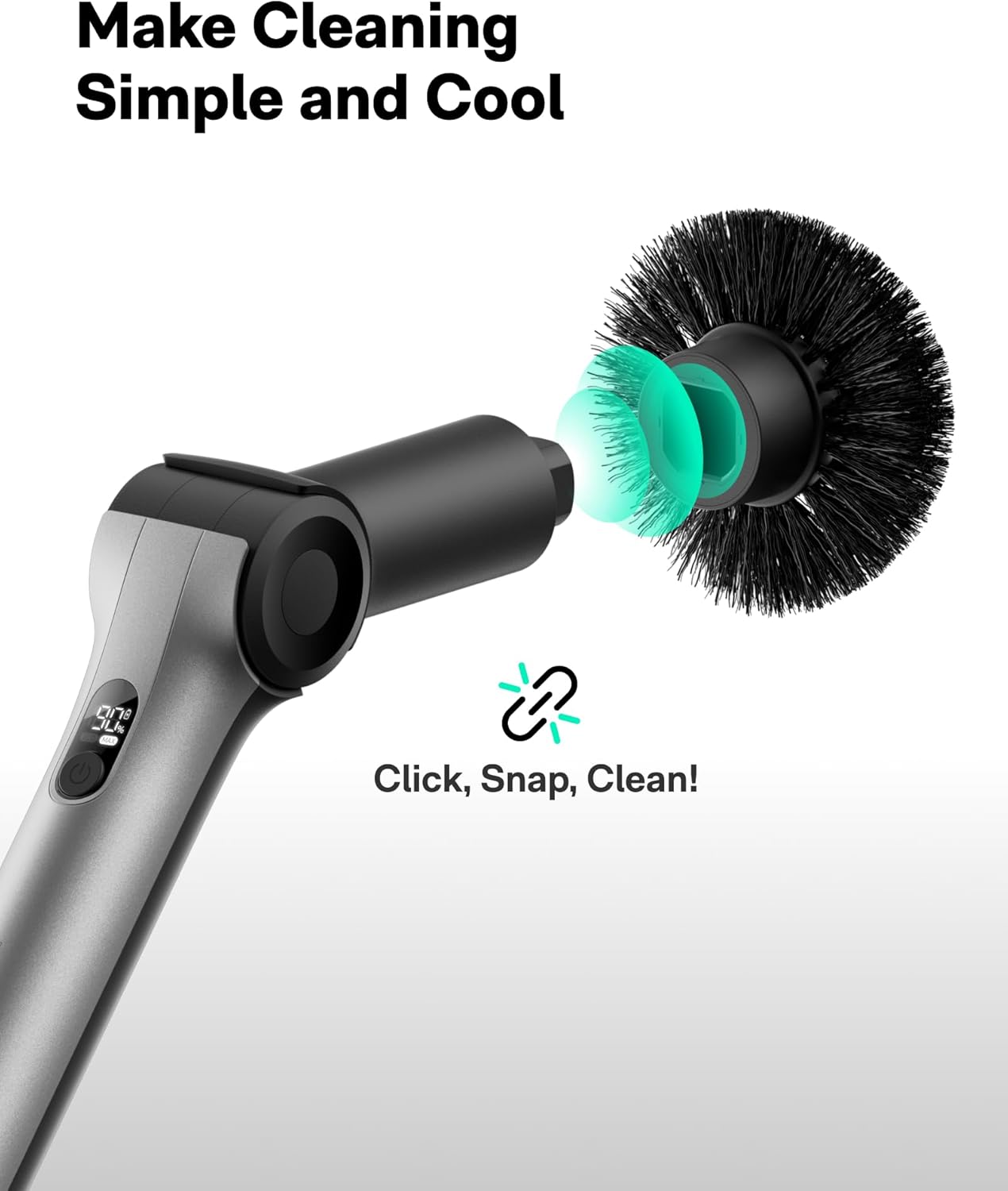 HOTO Flexi™ Cordless Electric Spin Scrubber, for Bathtub, Bathroom, Tile | Adjustable Angle, Extendable Handle, Smart Display, IPX7 Waterproof