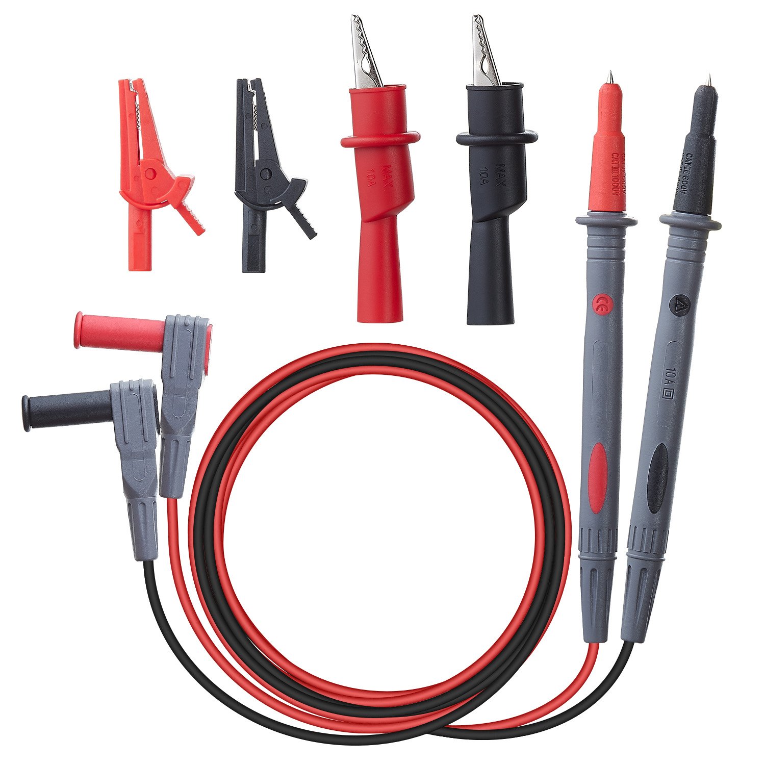 WG-011 Soft Silicone Test Lead and Safety Alligator Clips, Multimeter Test Leads Kit CAT III 1000V & CAT IV 600V with Threaded Alligator Clip