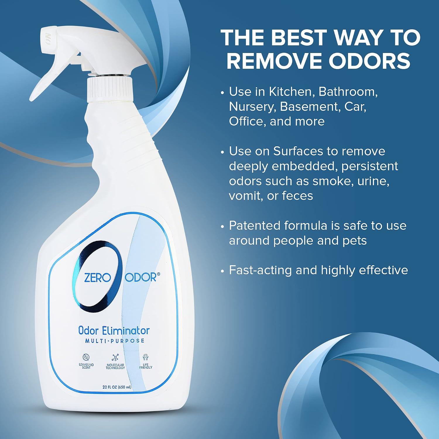 Zero Odor - Multi-Purpose Strong Odor Eliminator for Home, Office, Car, Bathroom, Hotel, Room Deodorizer, and Odor Neutralizer, 16oz