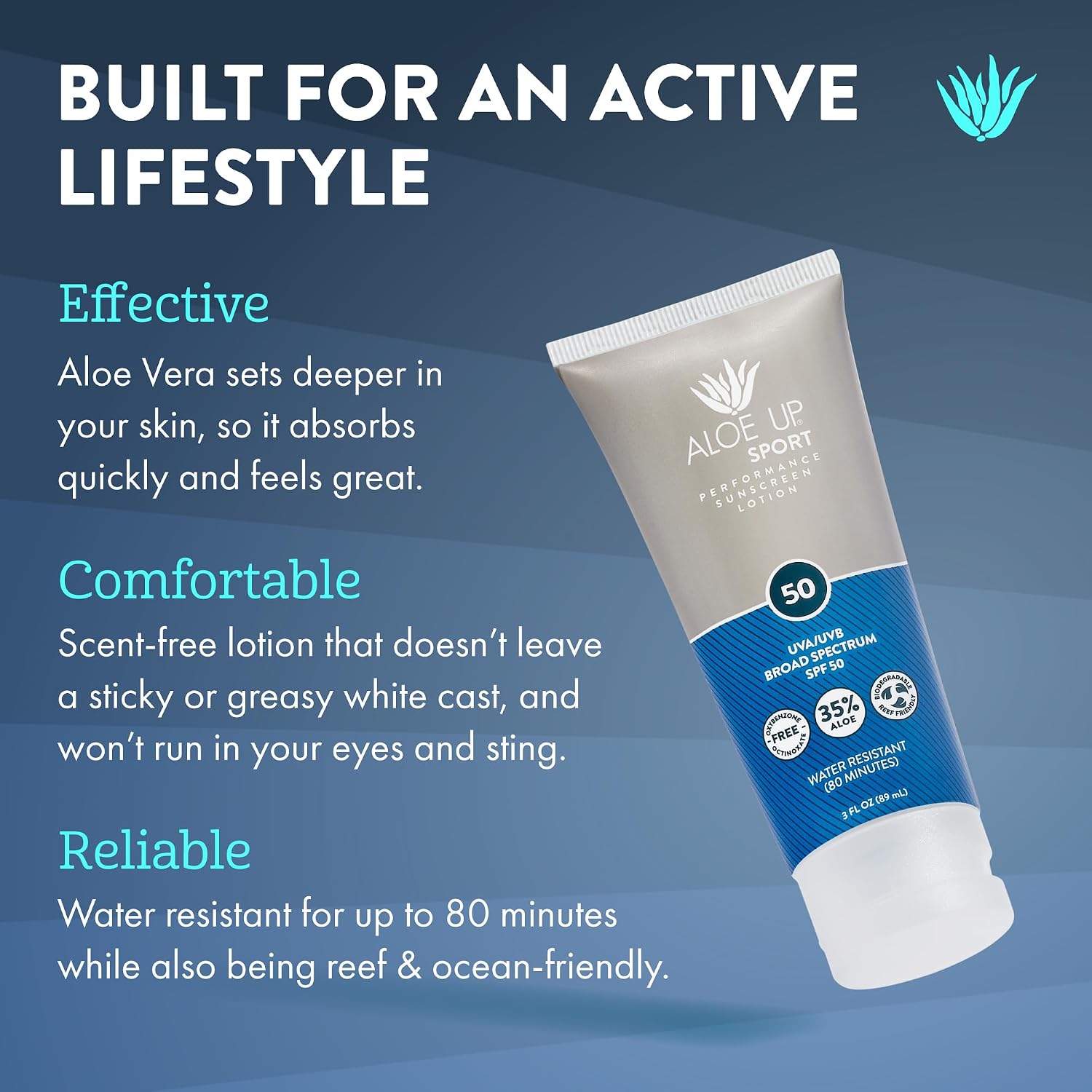 Aloe Up Sport Sunscreen Spray SPF 30, Water Resistant, Non-greasy, 6 oz | Broad-spectrum SPF 30; Water resistant up to 80 min; Non-greasy, With aloe vera gel, fragrance-free