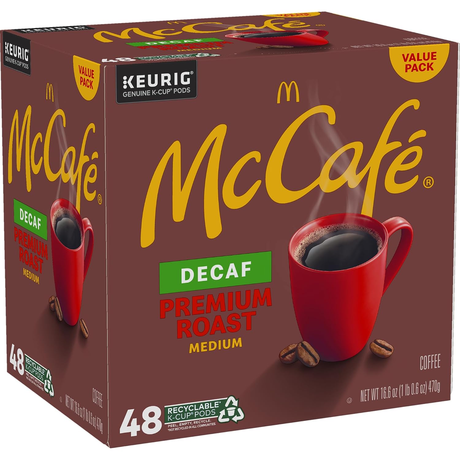 McCafe Premium Roast Decaf Coffee, Single Serve Keurig K-Cup Pods, Decaffeinated, 96 Count (4 Packs of 24)