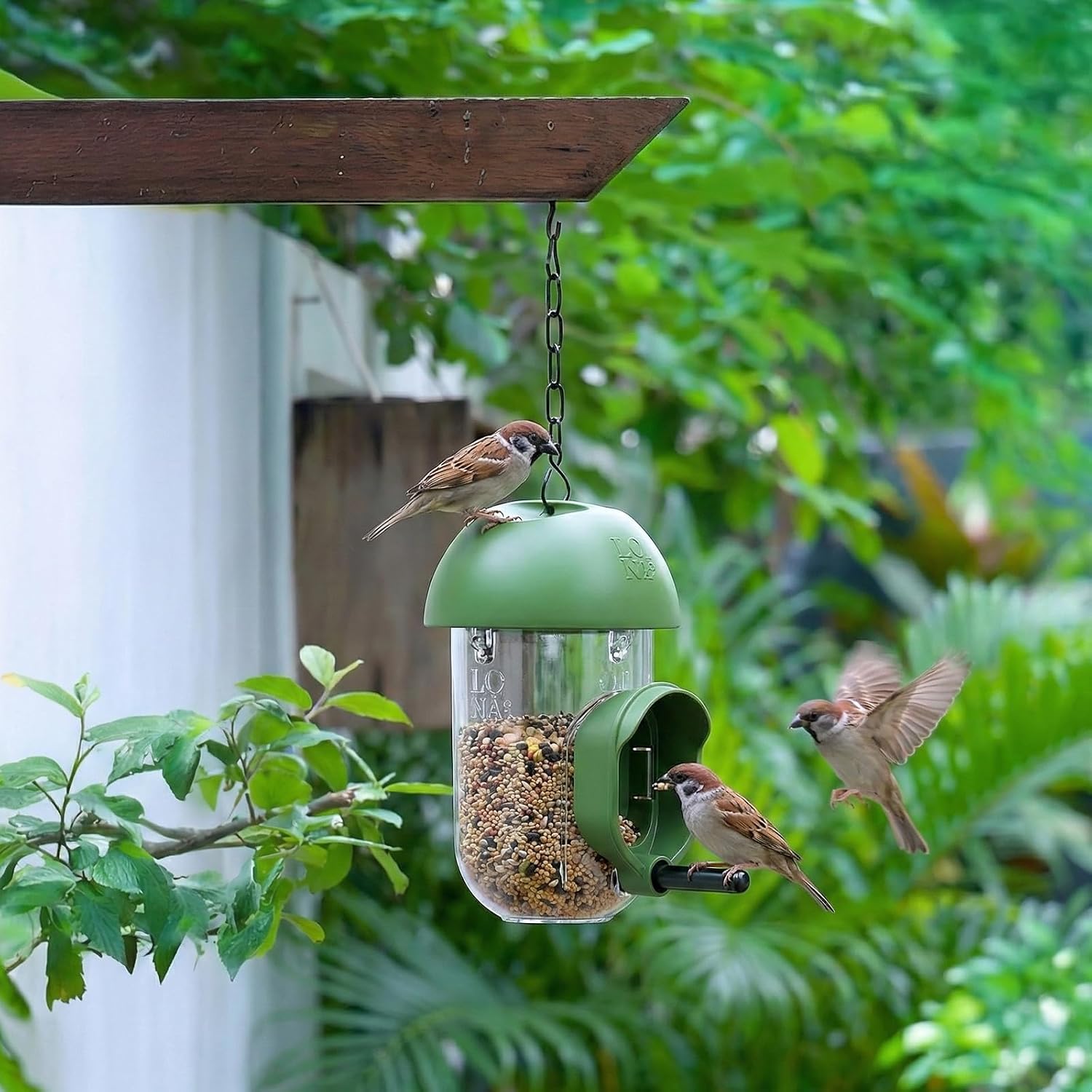 LONA Bird Feeders for Outdoors, Tube Feeder Weatherproof with Multiple Hanging Methods, Wild Bird Feeding Silo for Outside, 3 Port