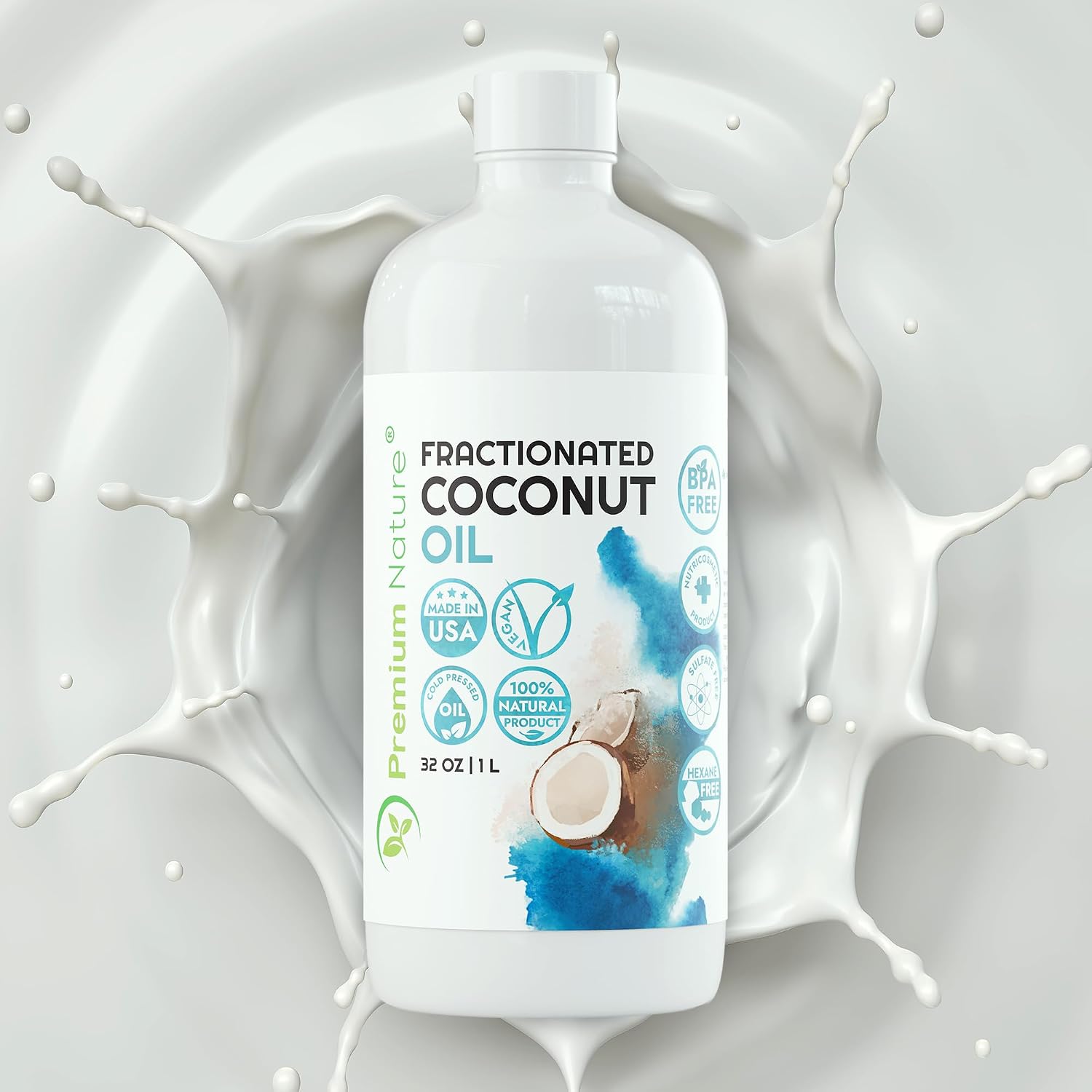 Fractionated Coconut Oil for Skin Moisturizer with Pump Massage Oils Best Carrier for Essential Oils Mixing Body OUL for Dry Skin Moisturizer Natural Oi for Face Hair Body 1 Gallon