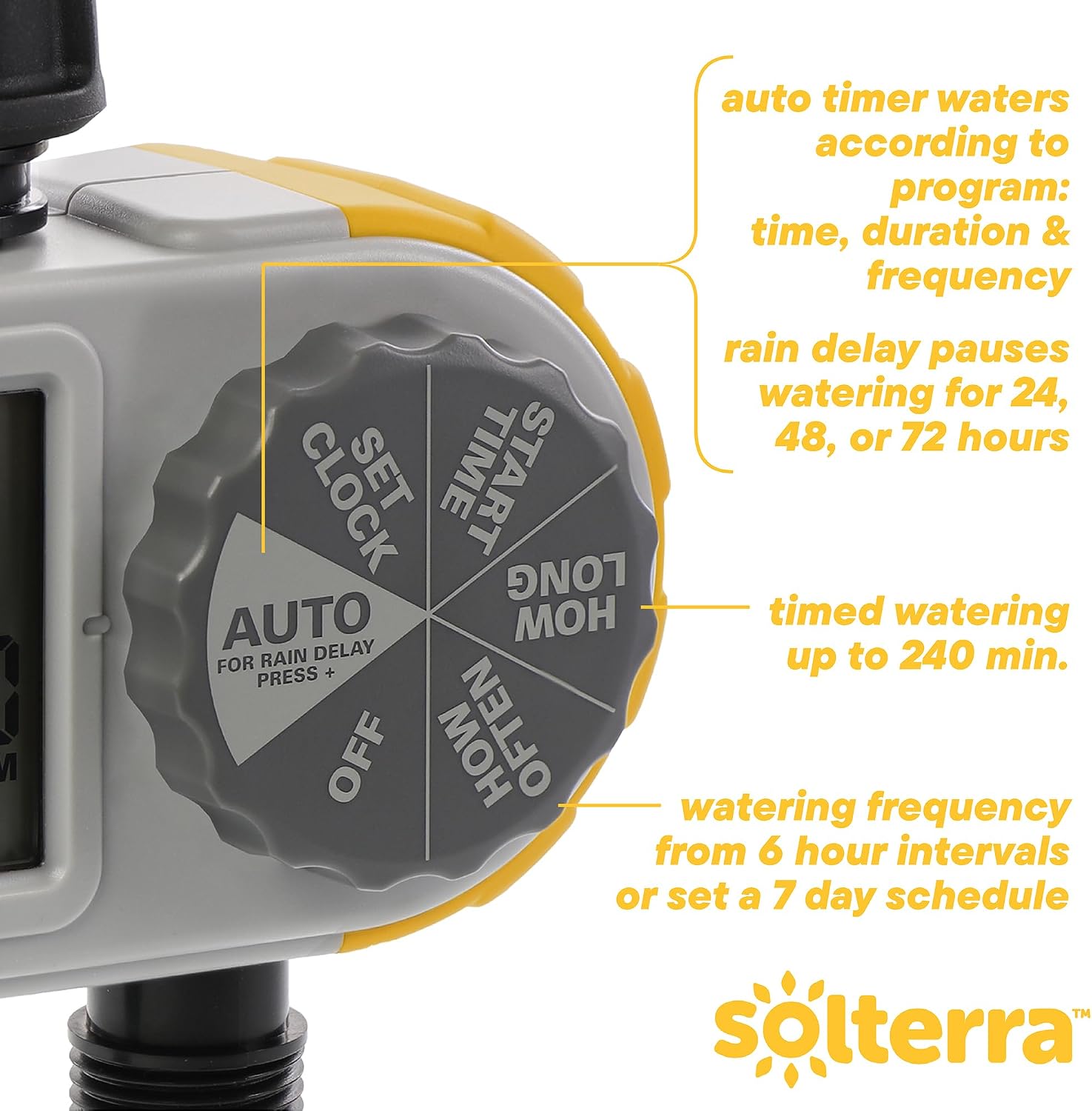 Solterra 28153 Single-Dial Two-Outlet Hose Timer, Gray