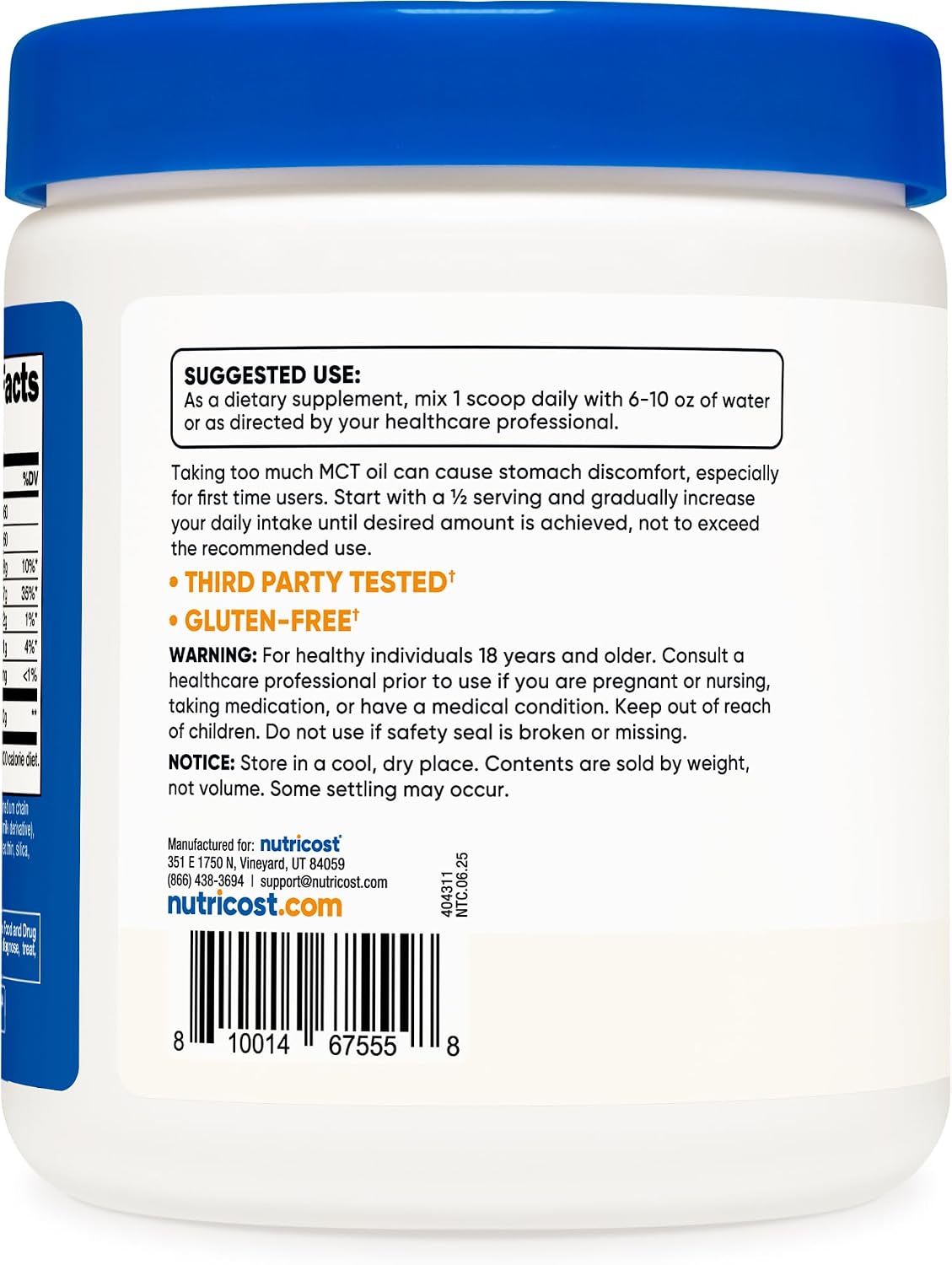 Nutricost C8 MCT Oil Powder 1LB (16.2oz) - 95% C8 MCT Oil Powder