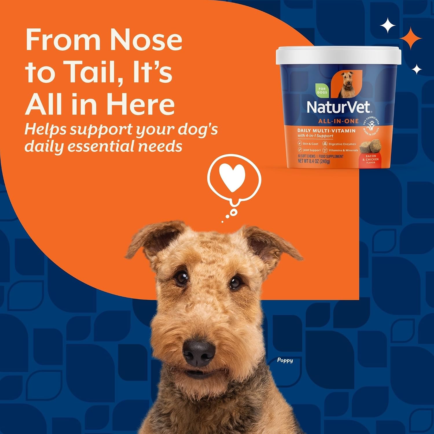 NaturVet All-in-One Cat & Dog Supplement Daily Multivitamin - 13 Oz Powder | Daily Multivitamin for Dogs & Cats - Supports Digestion, Skin & Coat with Omega-3, 6, 9 in a Wheat-Free Formula, 13 Oz Powder