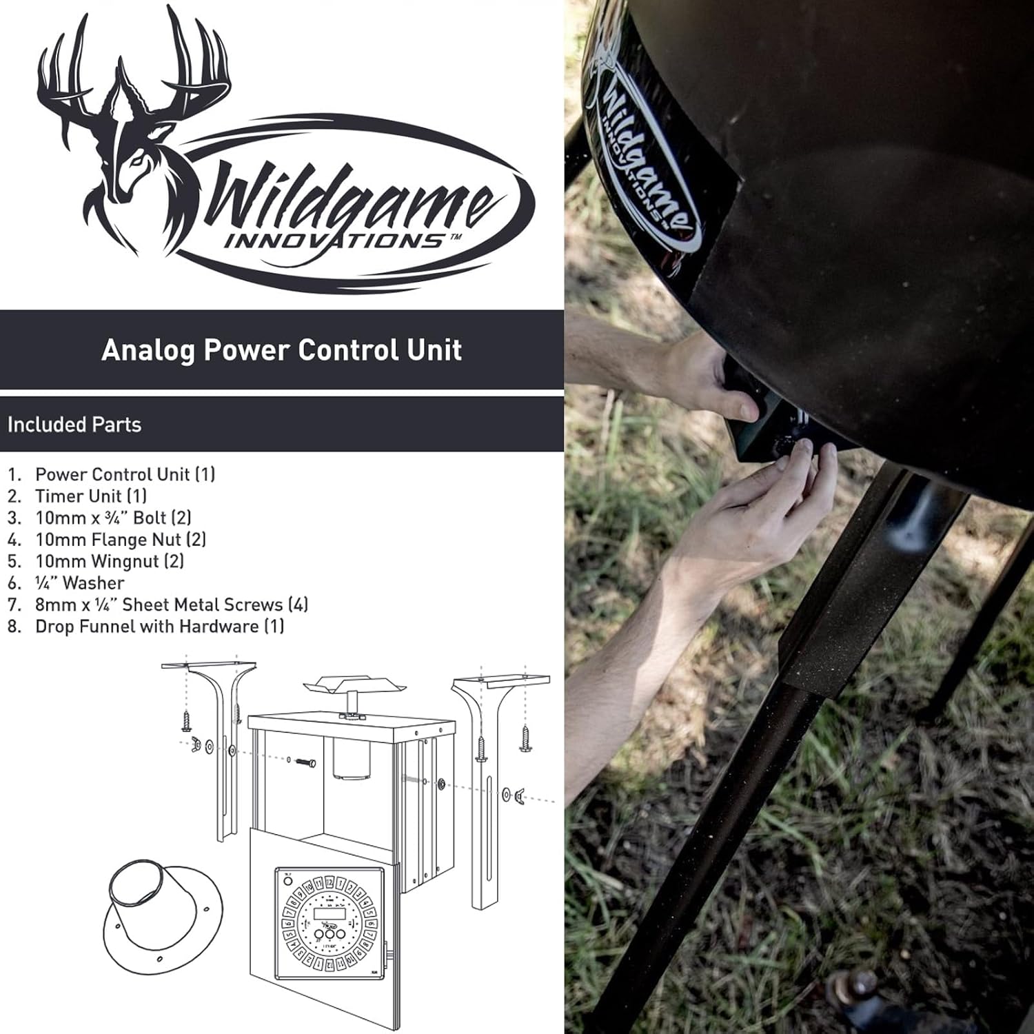 WILDGAME INNOVATIONS Trophy Hunter 6V Analog Feeder Kit | Durable Easy-to-Use Power Control Unit and Analog Timer for Hunting Game Feeder