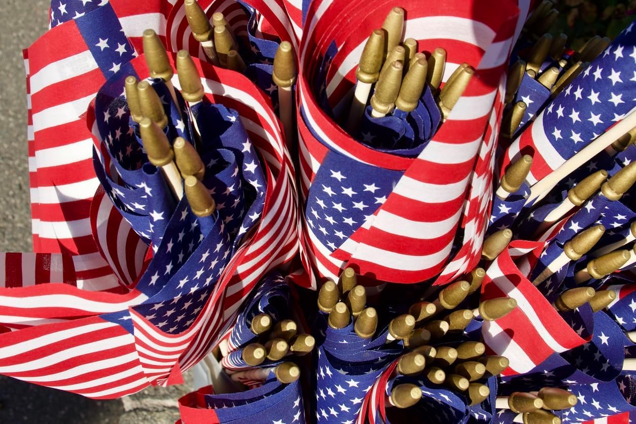 Set of 12, Proudly Made in U.S.A. Small American Flags 4x6 Inch/Small US Flag/Mini American Stick Flag/American Hand Held Stick Flags Spear Top