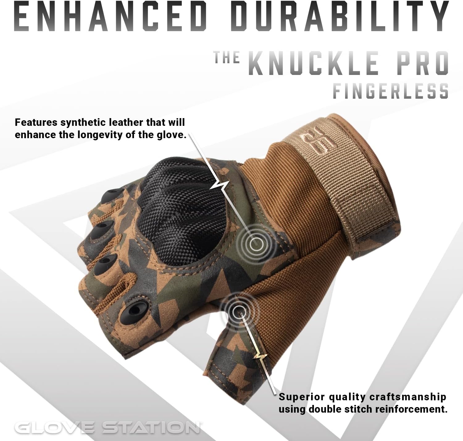 Glove Station Fingerless Knuckle Motorcycle Gloves, TACHK200