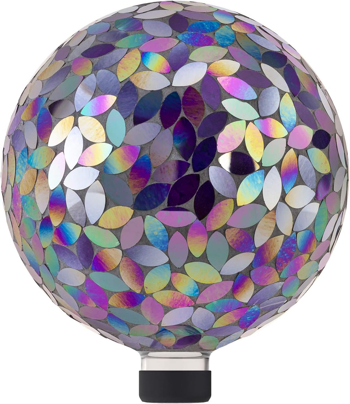 Alpine Corporation 10" Diameter Indoor/Outdoor Glass Mosaic Gazing Globe Yard Decoration, Purple Pearlized Petals Design