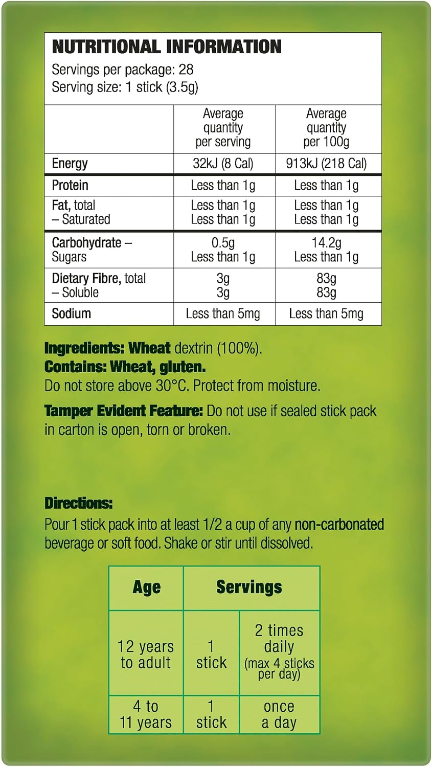 Benefiber Natural Fibre Supplement On-The-Go Stick 28 Pack