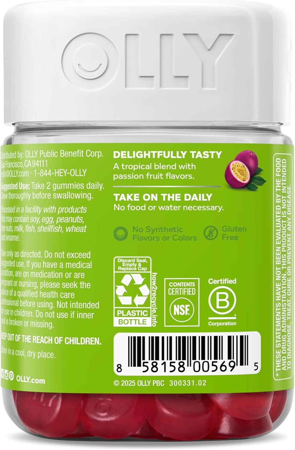 OLLY Daily Energy Gummy,Vitamin B12, CoQ10, Goji Berry - 60 Count