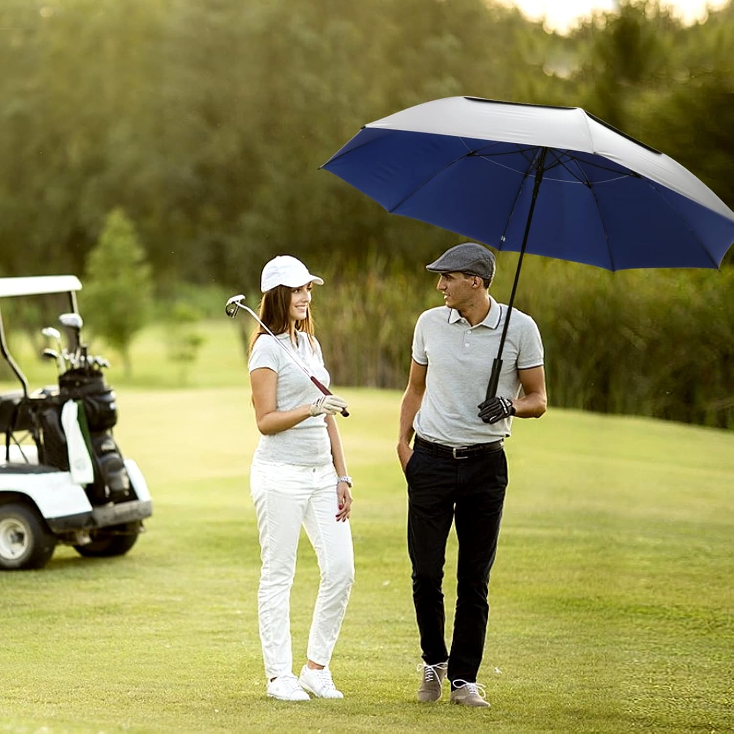 G4Free UV Golf Beach Umbrella 68”Auto Open Extra Large Sun Shade Umbrellas