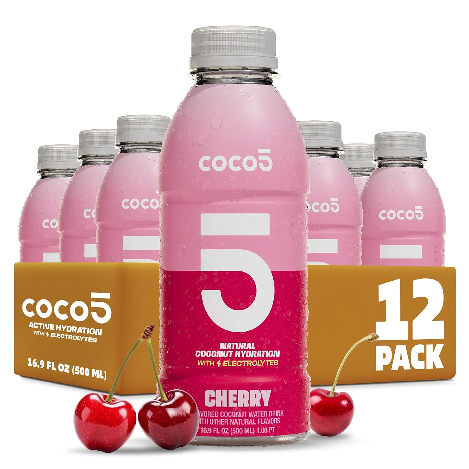 Coco5 Original Coconut Water Natural Electrolyte Sports Drink, 12 Pack | Active hydration. Low sugar, nothing artificial. Potassium, sodium, magnesium, calcium, chloride. 8 real ingredients.