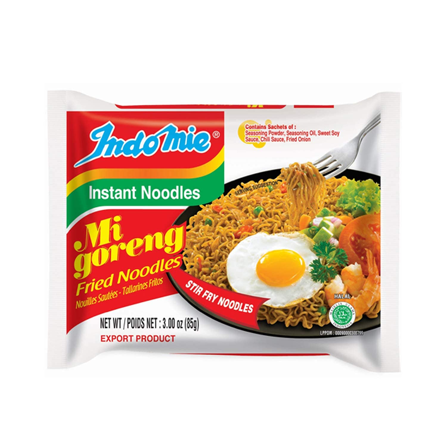 Indomie Mi Goreng Instant Stir Fry Noodles, Halal Certified, Original Flavor (Pack of 30)