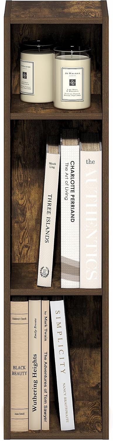 Furinno LUDER Book Shelf, 6-Tier Tall Modern Bookshelf, Bookcase with Open Shelves, 9.3 x 12 x 71, for Living Room, Bedroom, Home Office, White