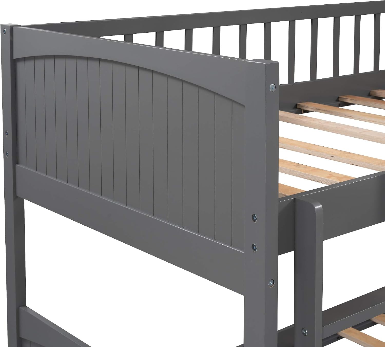 Harper & Bright Designs Twin L-Shaped Bunk Bed with Trundle, Can be Divided into Two L-Shaped Beds, No Spring Box Needed (Grey)