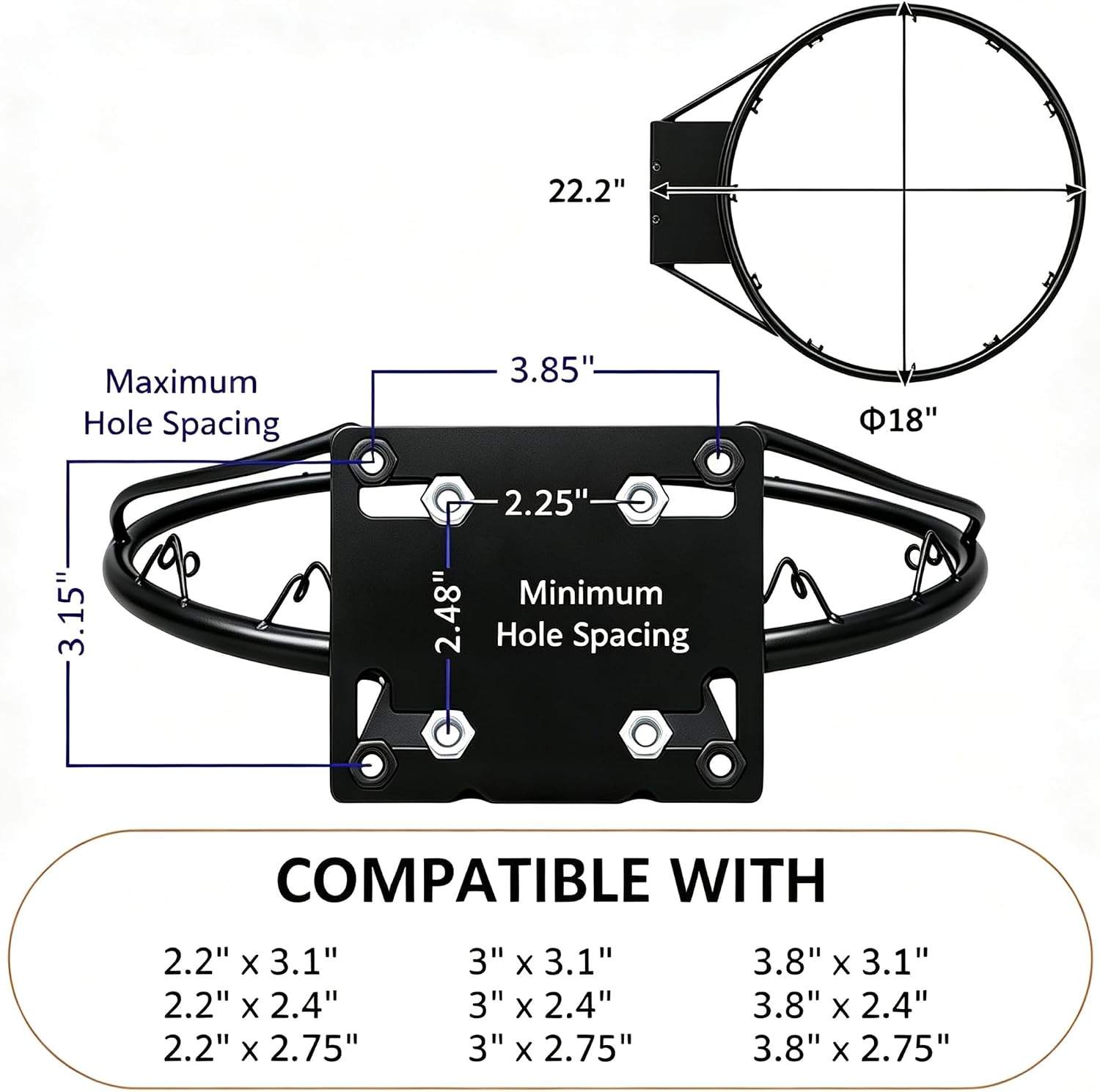 Rakon 18" Solid Replacement Basketball Rim