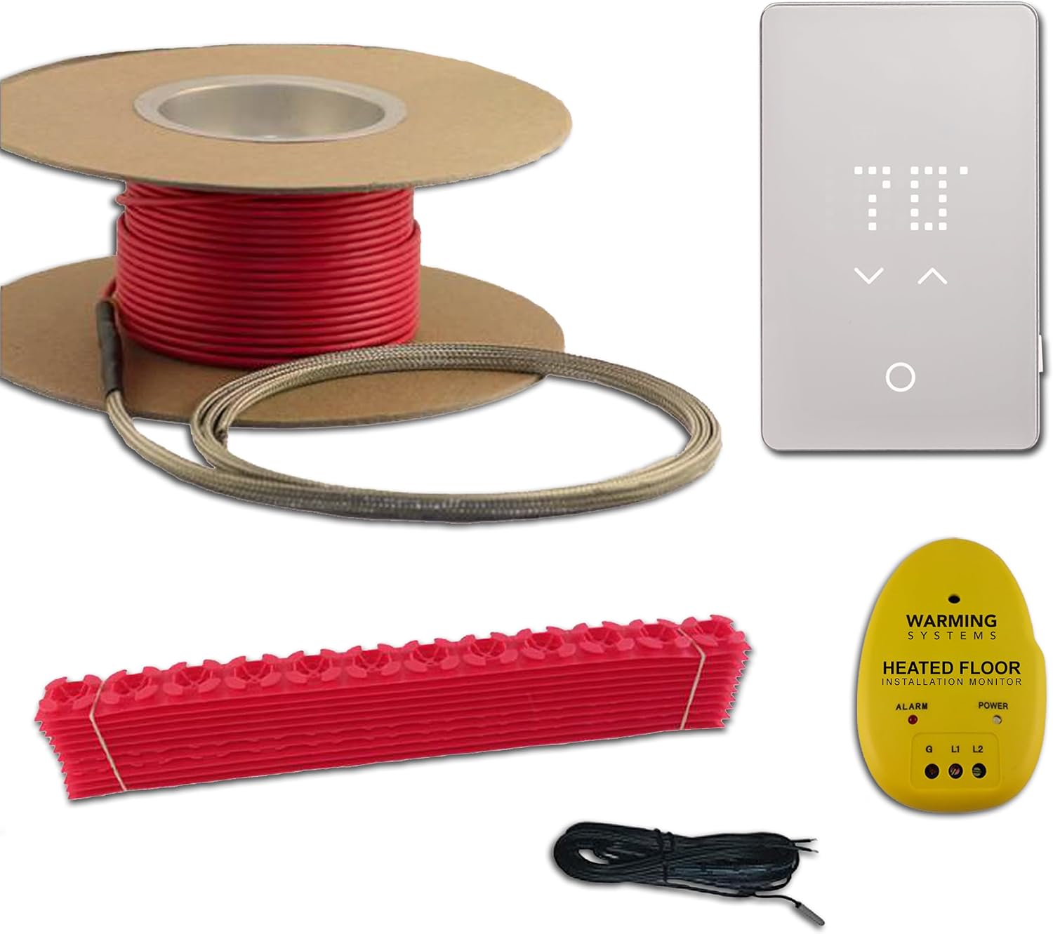 240 Sqft 240V Electric Radiant Floor Heating Kit – Includes Heating Cable, WiFi-LED Thermostat, Sensor, Cable Guides, Installation Monitor and Under Tile Heated Floors