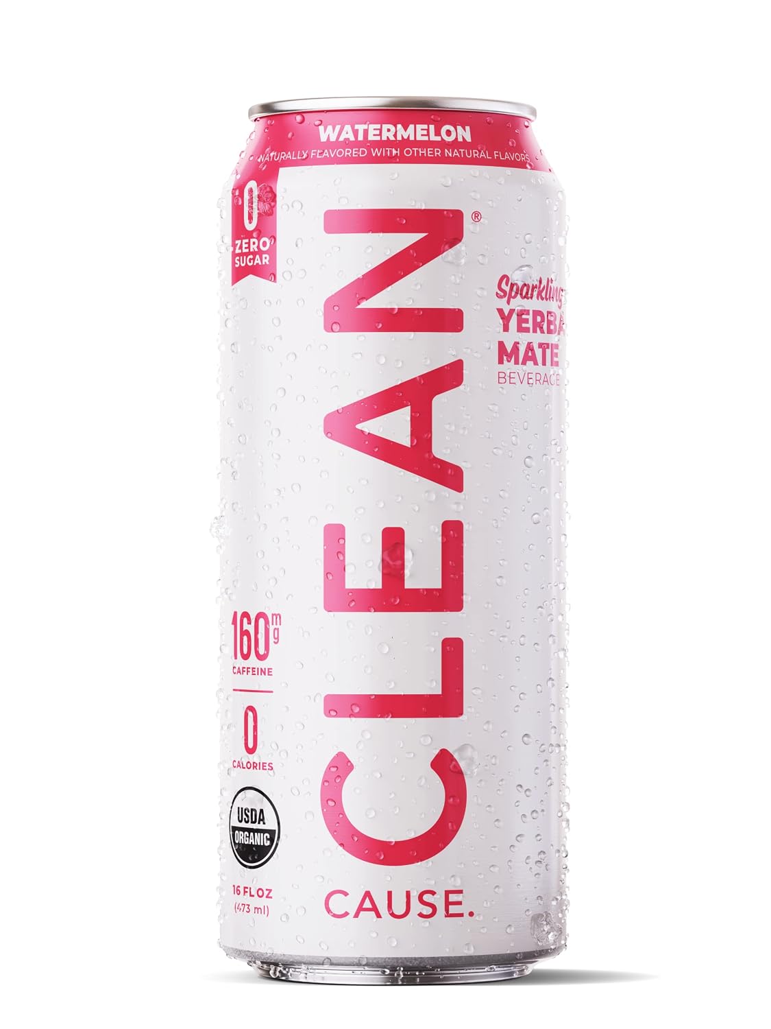 CLEAN Cause Zero Sugar Yerba Mate Organic Energy Orange Ginger, 12Pack 16oz