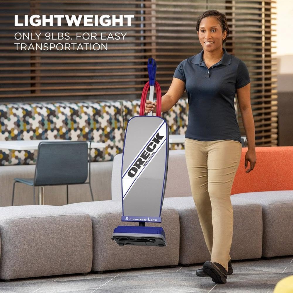 Oreck Commercial XL Vacuum Cleaner, Bagged Upright Vac, Lightweight | For Carpets and Hard Floor, Automatic Height Adjust, High-Speed Brush Roll
