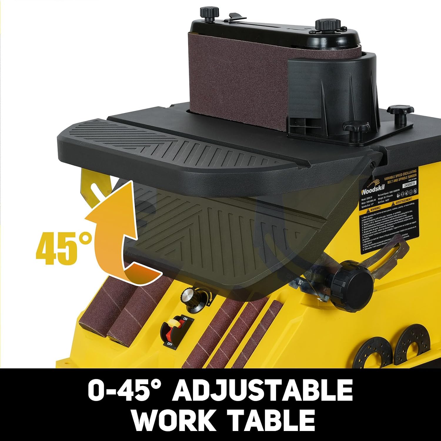 Woodskil Variable Speed Oscillating Spindle Sander for Wood,4A | Spindle Sander with 1000-1800RPM,6 Sleeves,Compact Design for Curved Edges,Contours,Slots,Detail Work