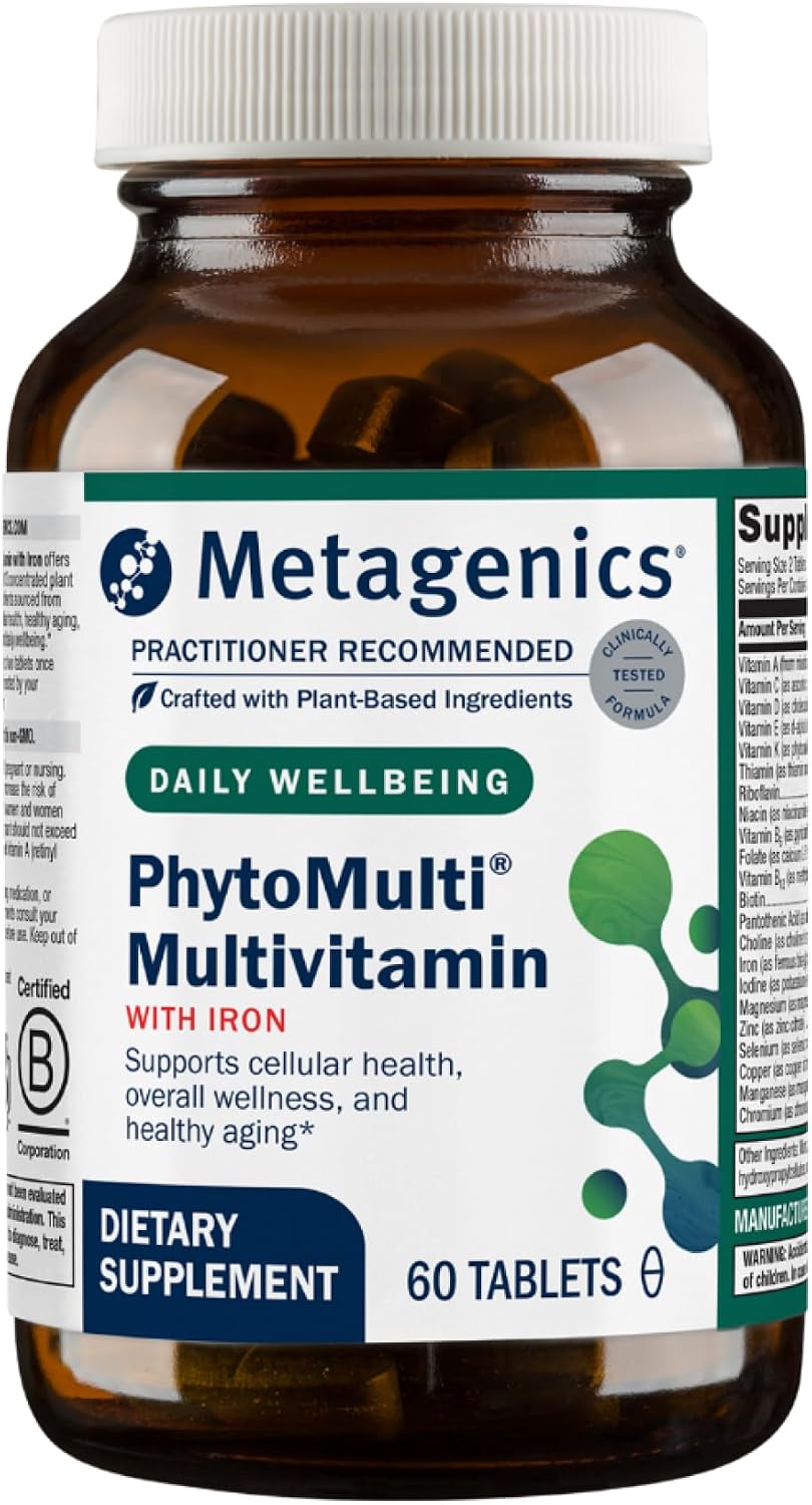 Metagenics PhytoMulti with Iron - Daily Multivitamin for Men & Women with Phytonutrients* - Methylfolate, Vitamins A‑K